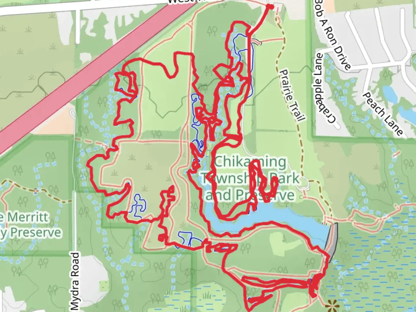 An image depicting the trail Loop 1 and Loop 3 and its surrounding area.