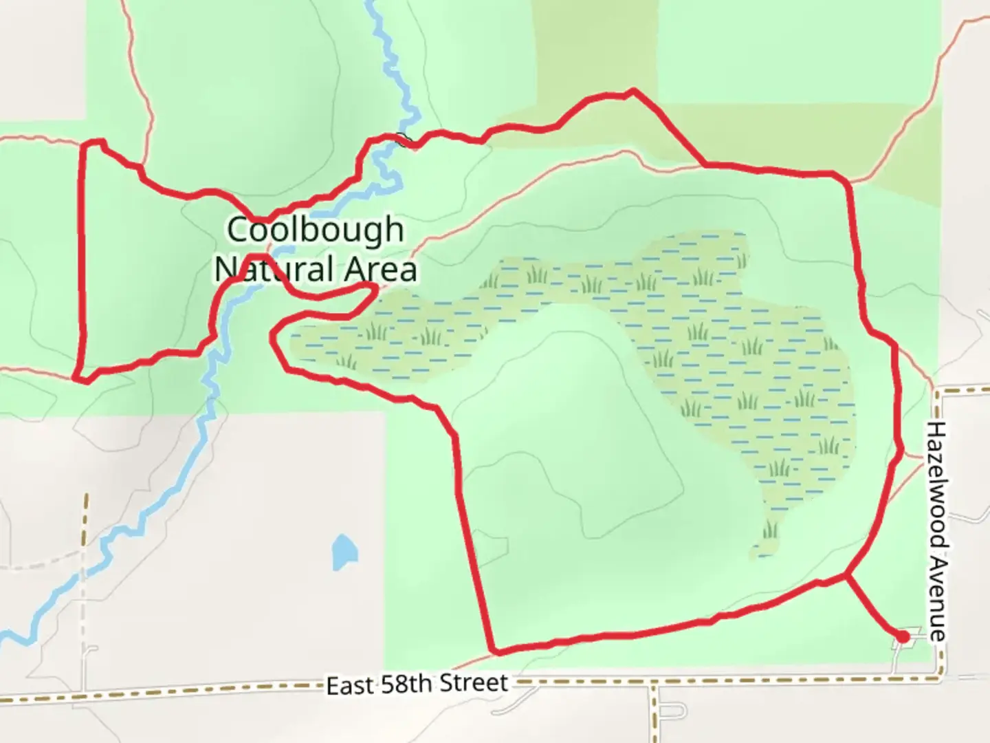 An image depicting the trail Old Rail and Wetland Loop Trail and its surrounding area.