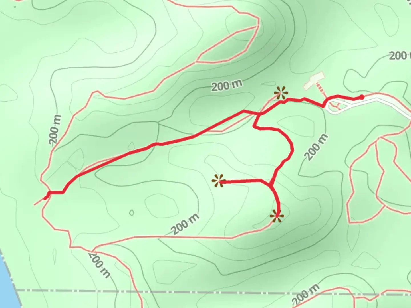 An image depicting the trail P J Hoffmaster Park and its surrounding area.