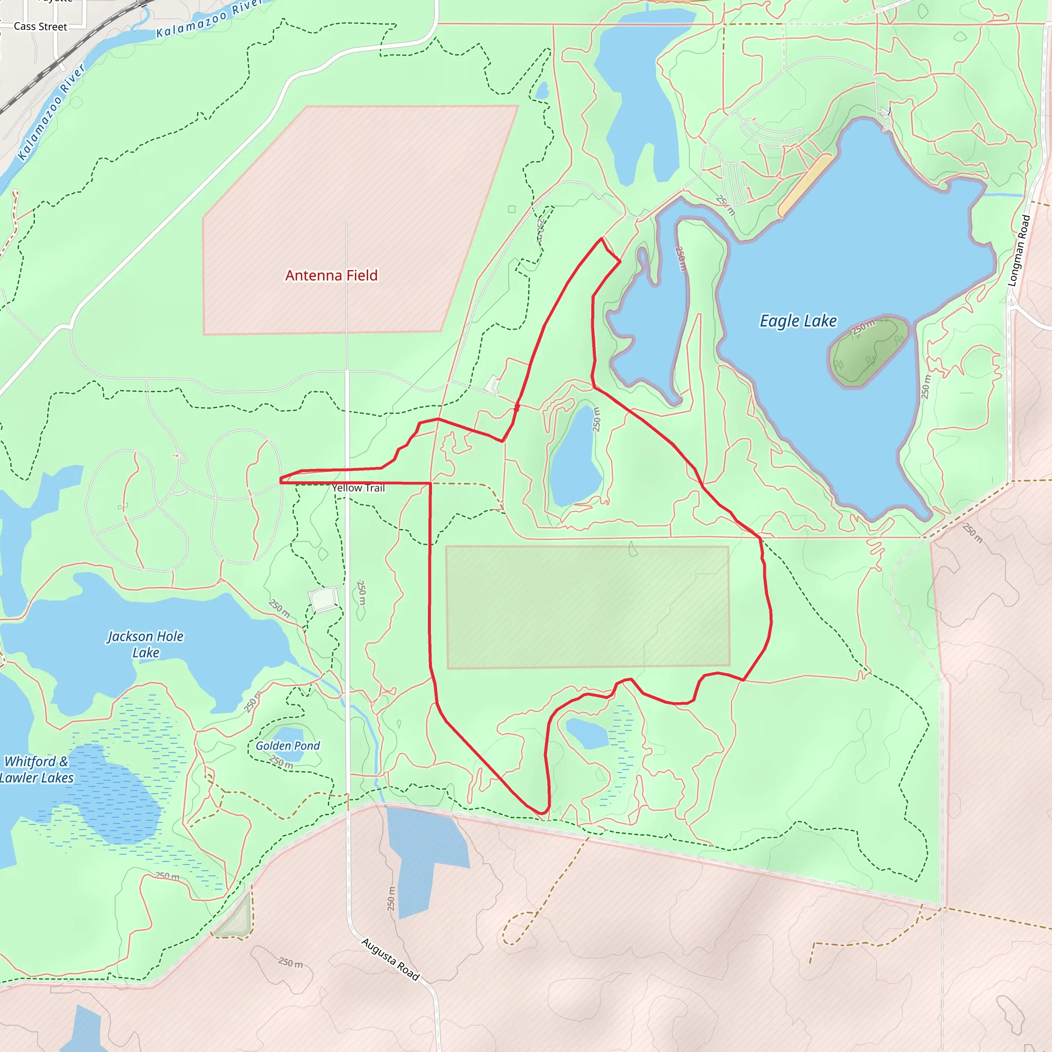 Yellow Loop Trail near Eagle Lake and Fort Custer Recreation Area mobile static map
