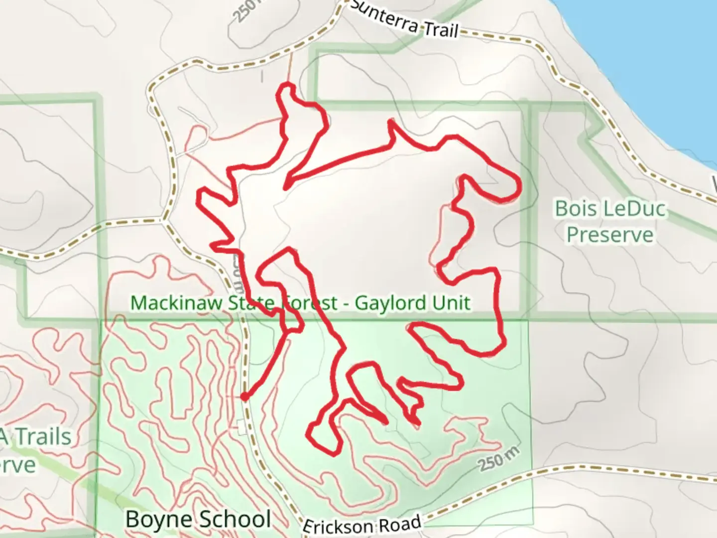 An image depicting the trail Conjunction Junction Loop and its surrounding area.