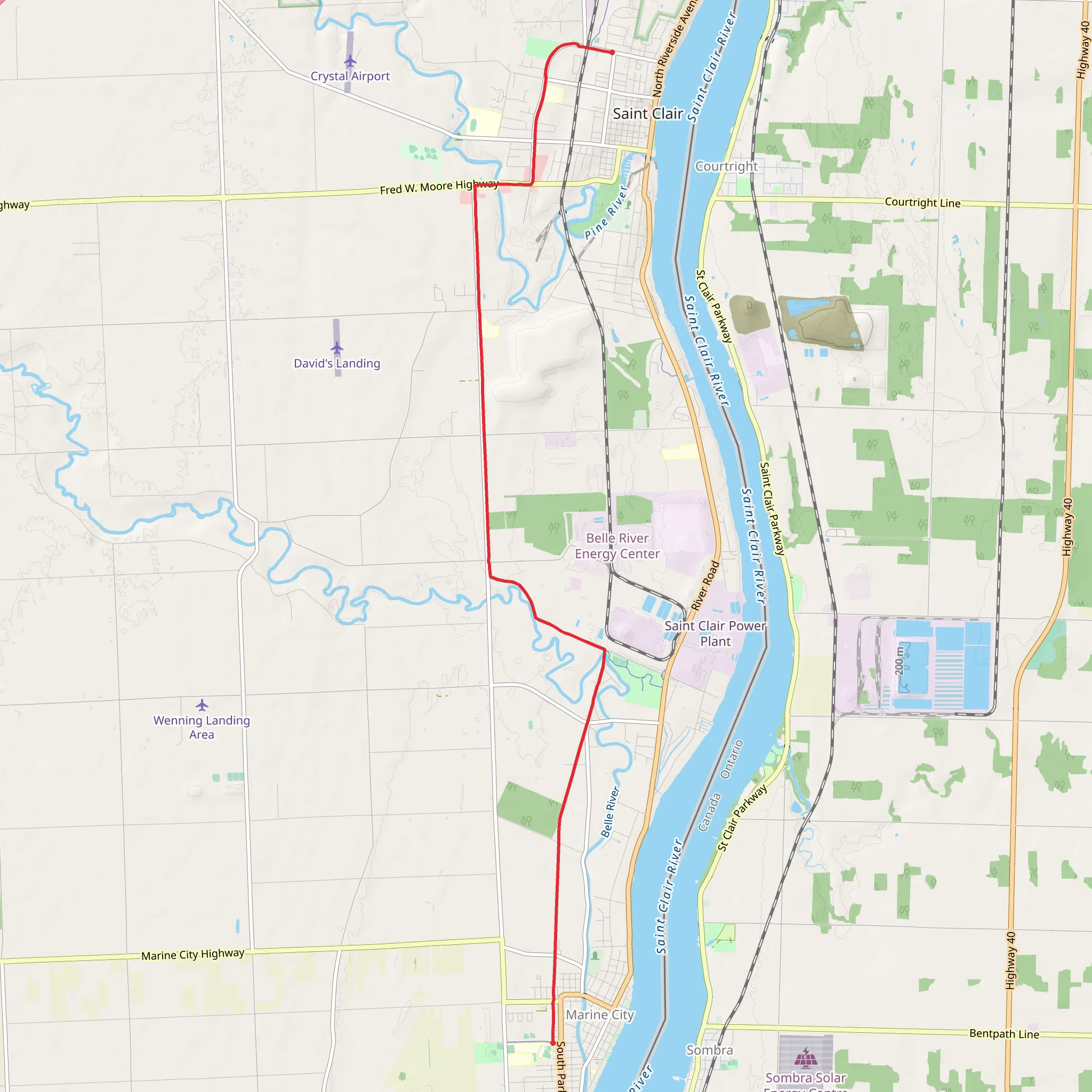 Bridge to Bay Trail - Marine City mobile static map