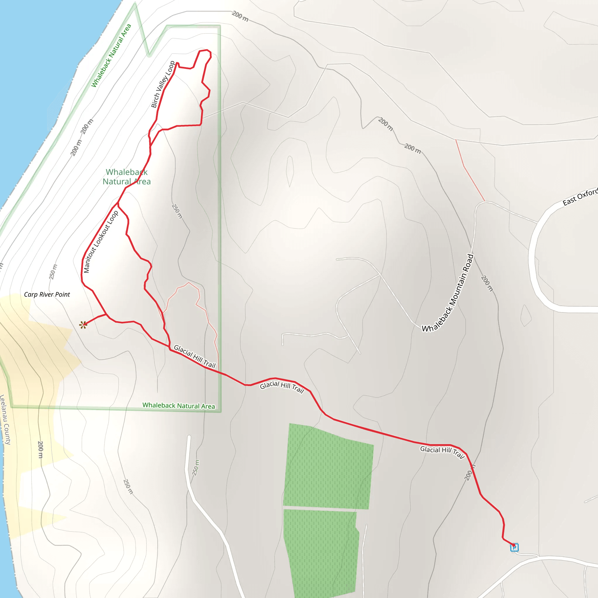 Glacial Hill, Birch Valley and Manitout Lookout Loop Trail mobile static map