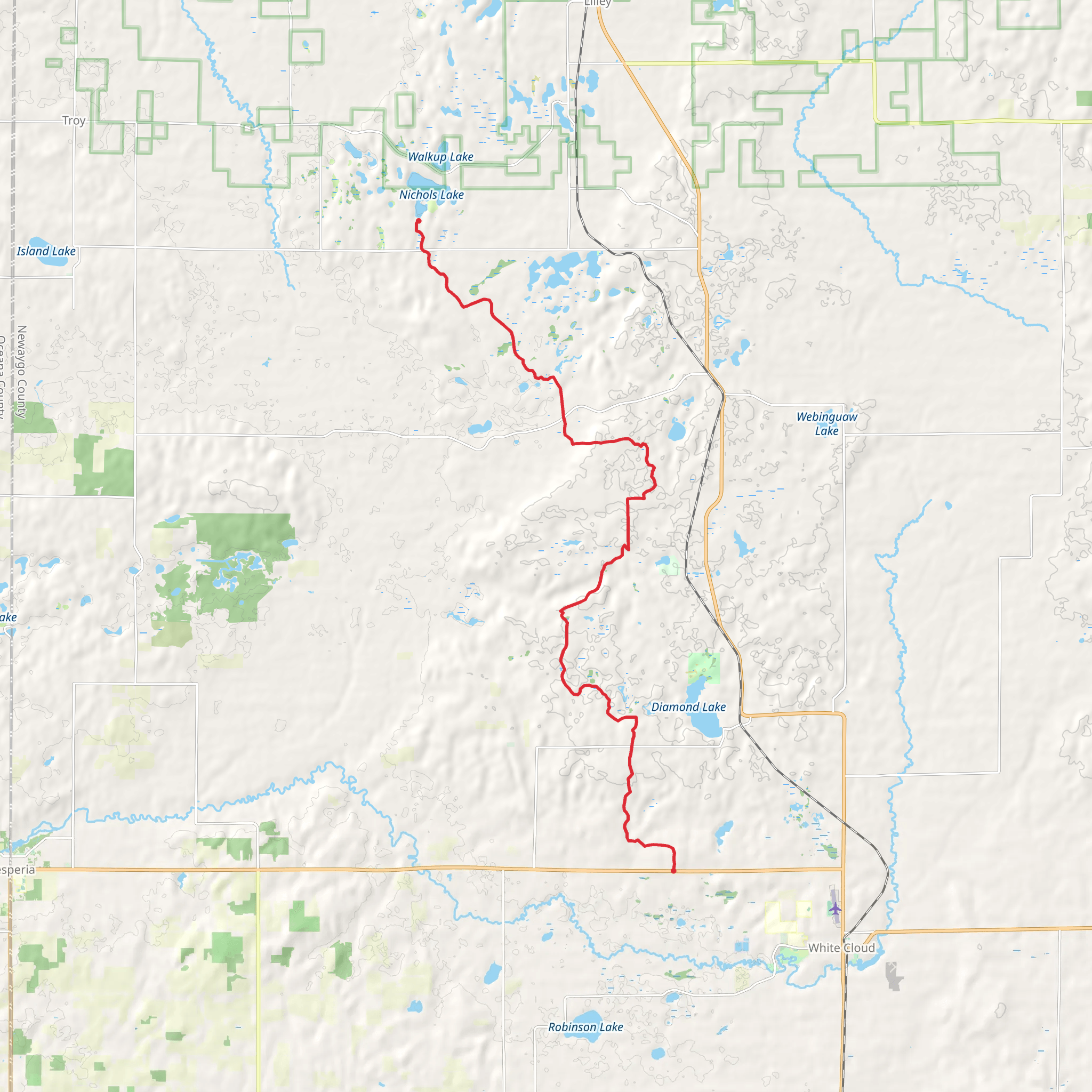 Nichols Lake via North Country National Scenic Trail mobile static map