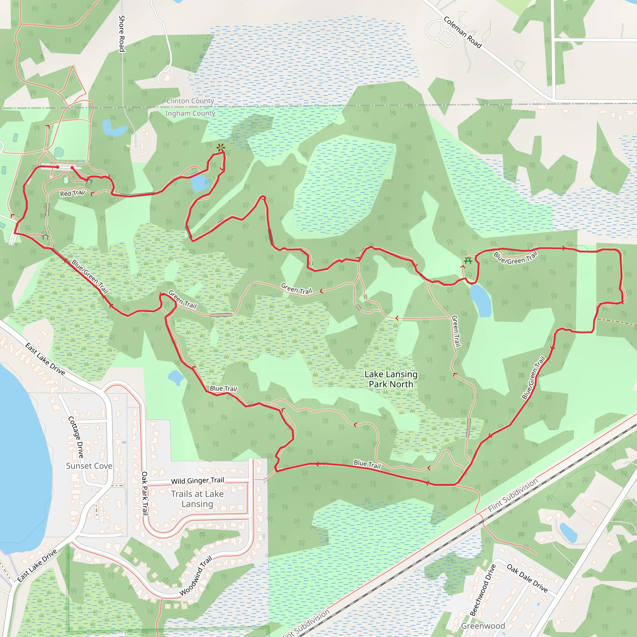 Lake Lansing North Blue Loop mobile static map