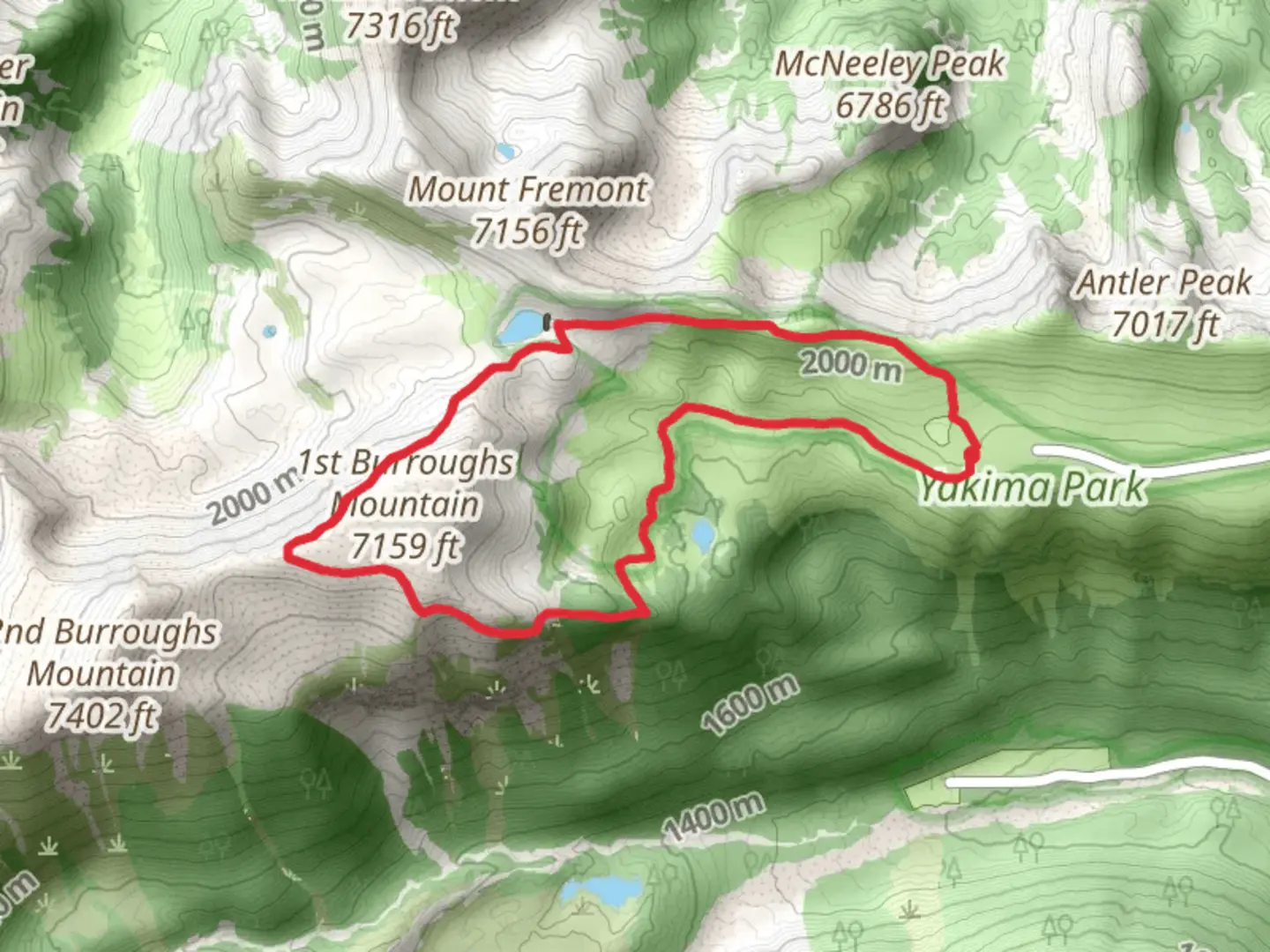 An image depicting the trail Sourdough Ridge and Burroughs Mountain Loop Trail and its surrounding area.