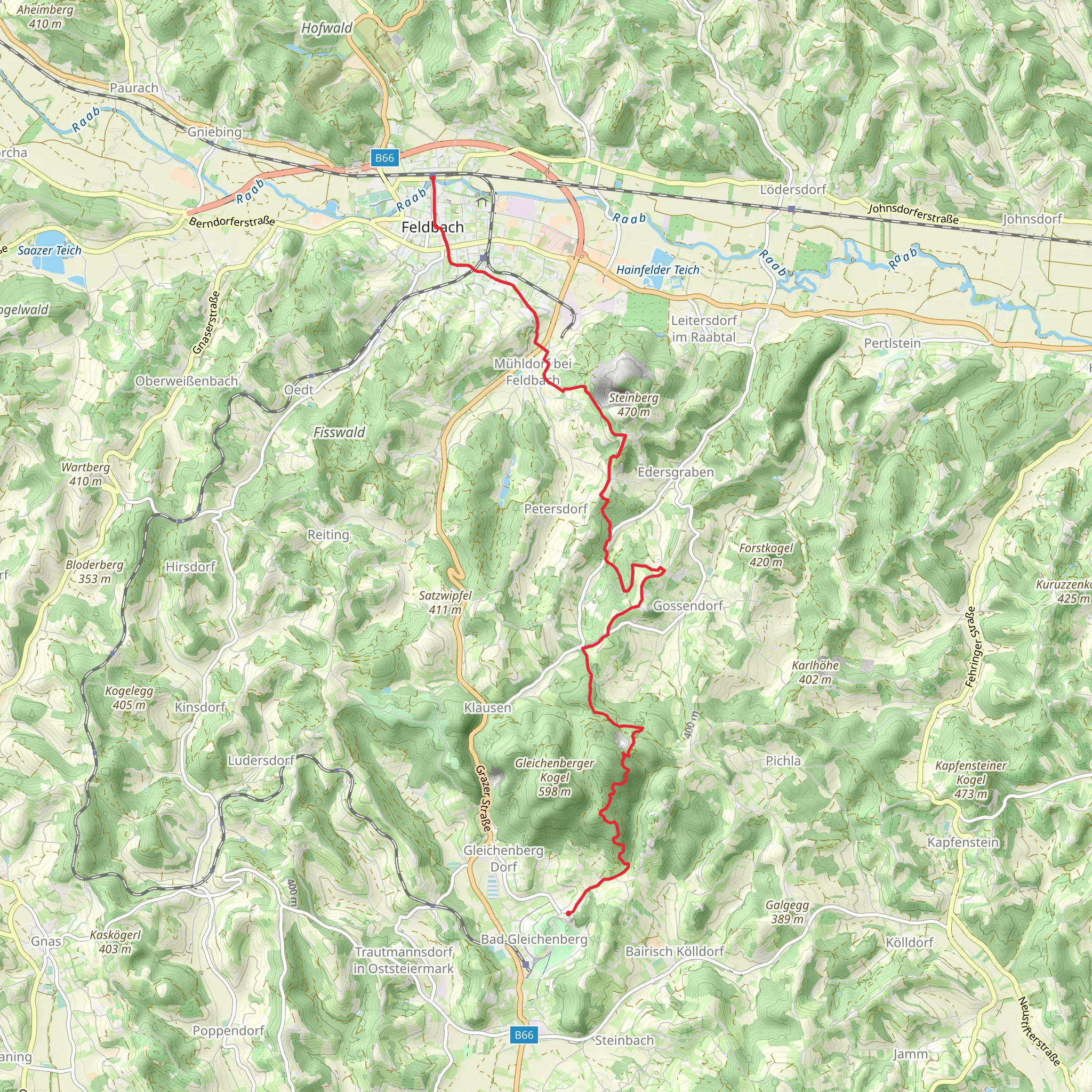 Feldbach to Bad Gleichenberg mobile static map