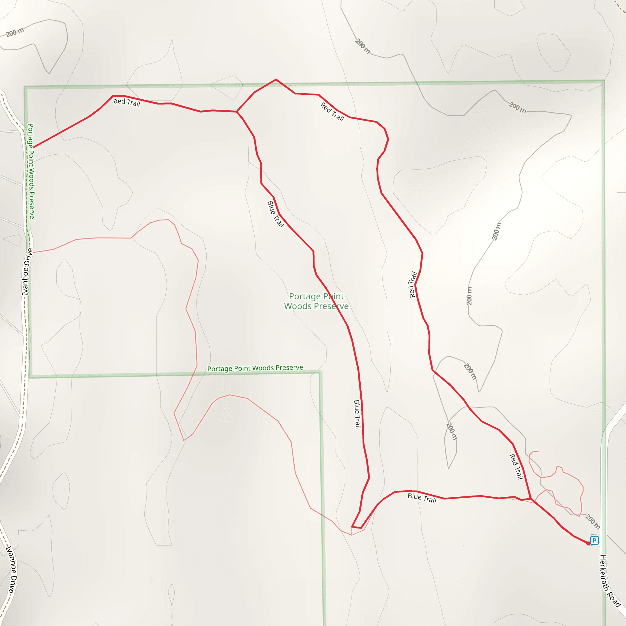 Red and Blue Loop Trail mobile static map