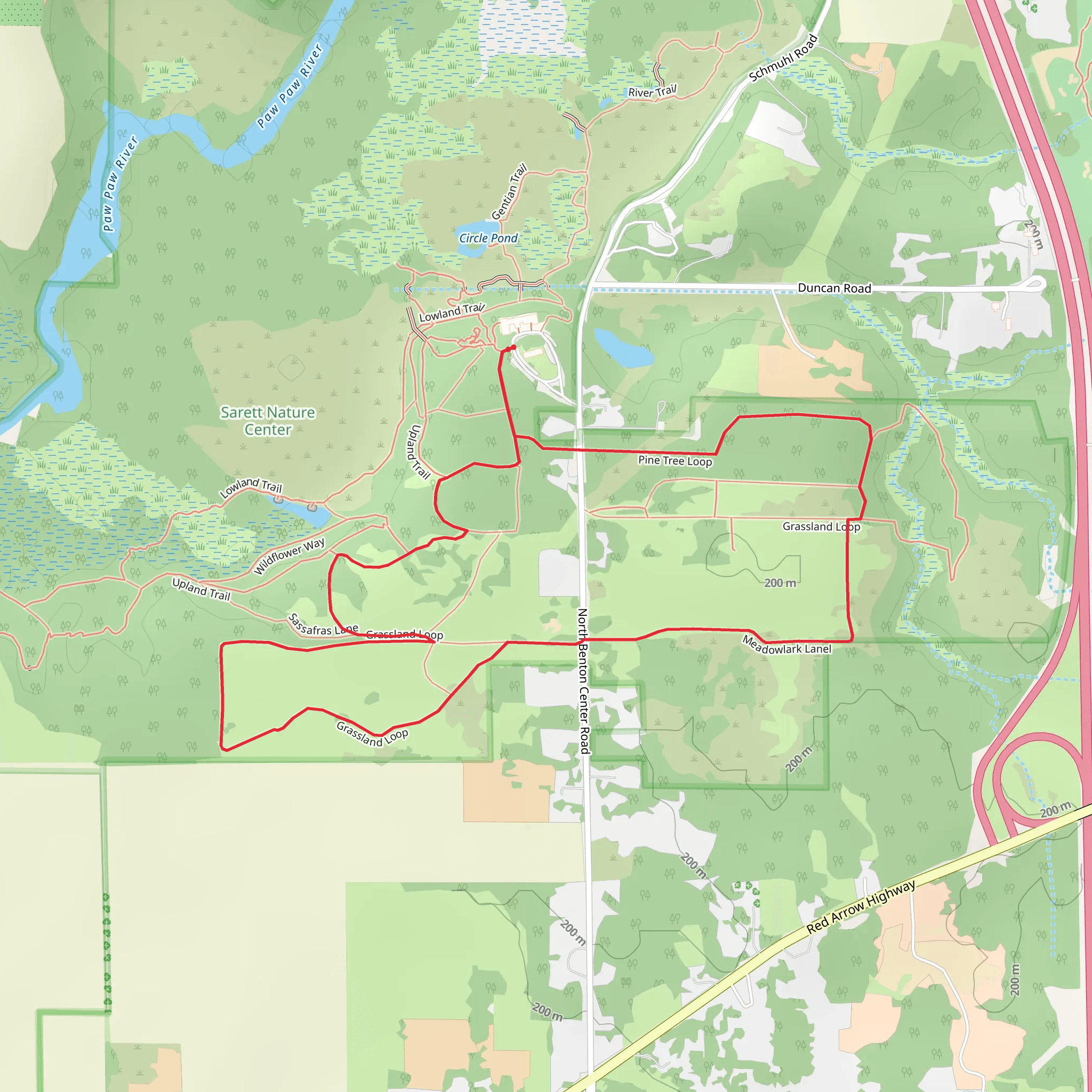 Upland, Grassland and Pine Tree Loop Trail mobile static map