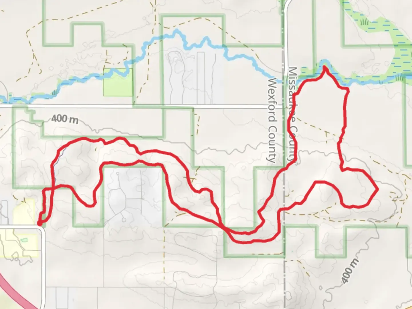 An image depicting the trail Cadillac Pathway Circle and its surrounding area.