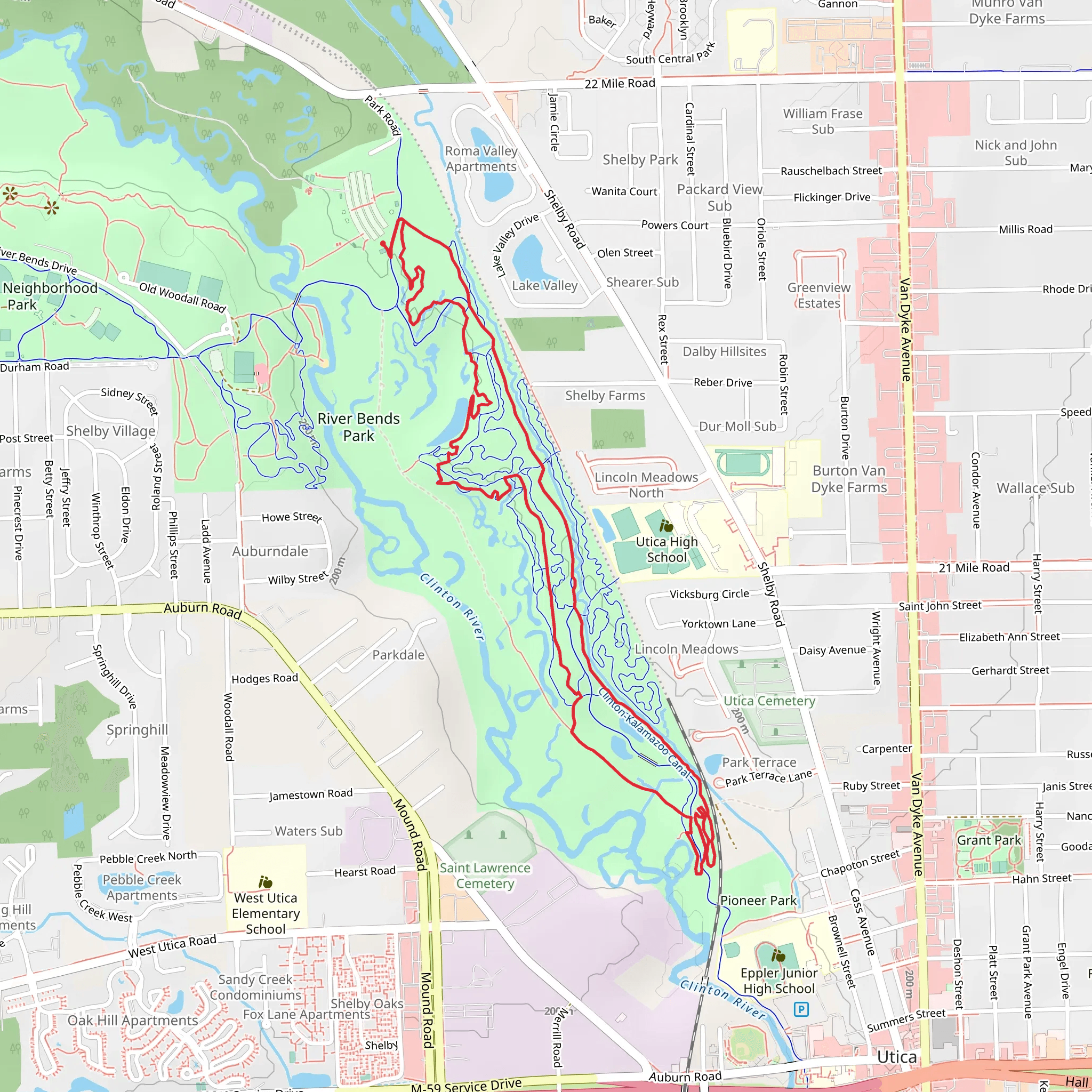 Green and Blue Loop Trail - River Bends Park mobile static map