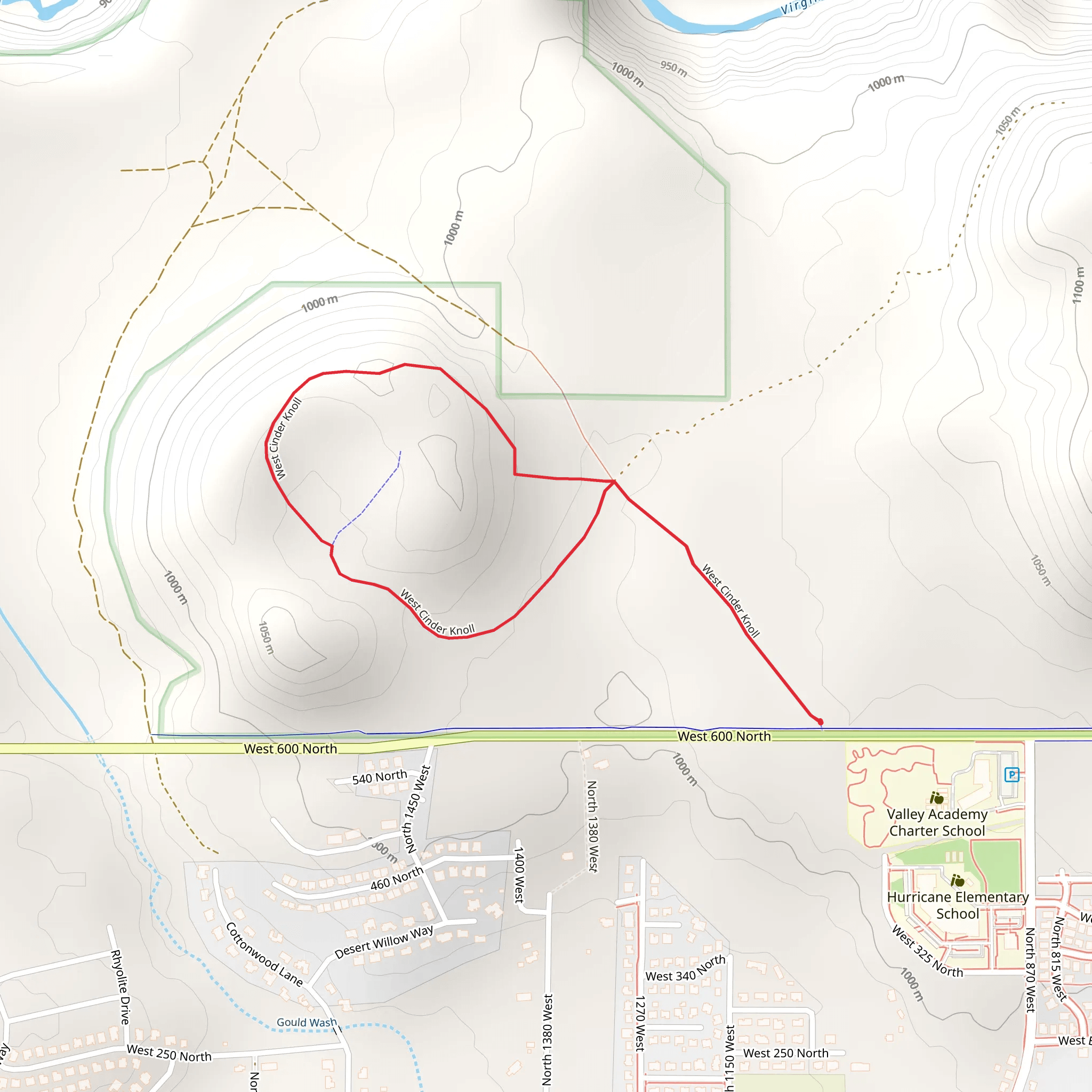 West Cinder Knoll Trail mobile static map