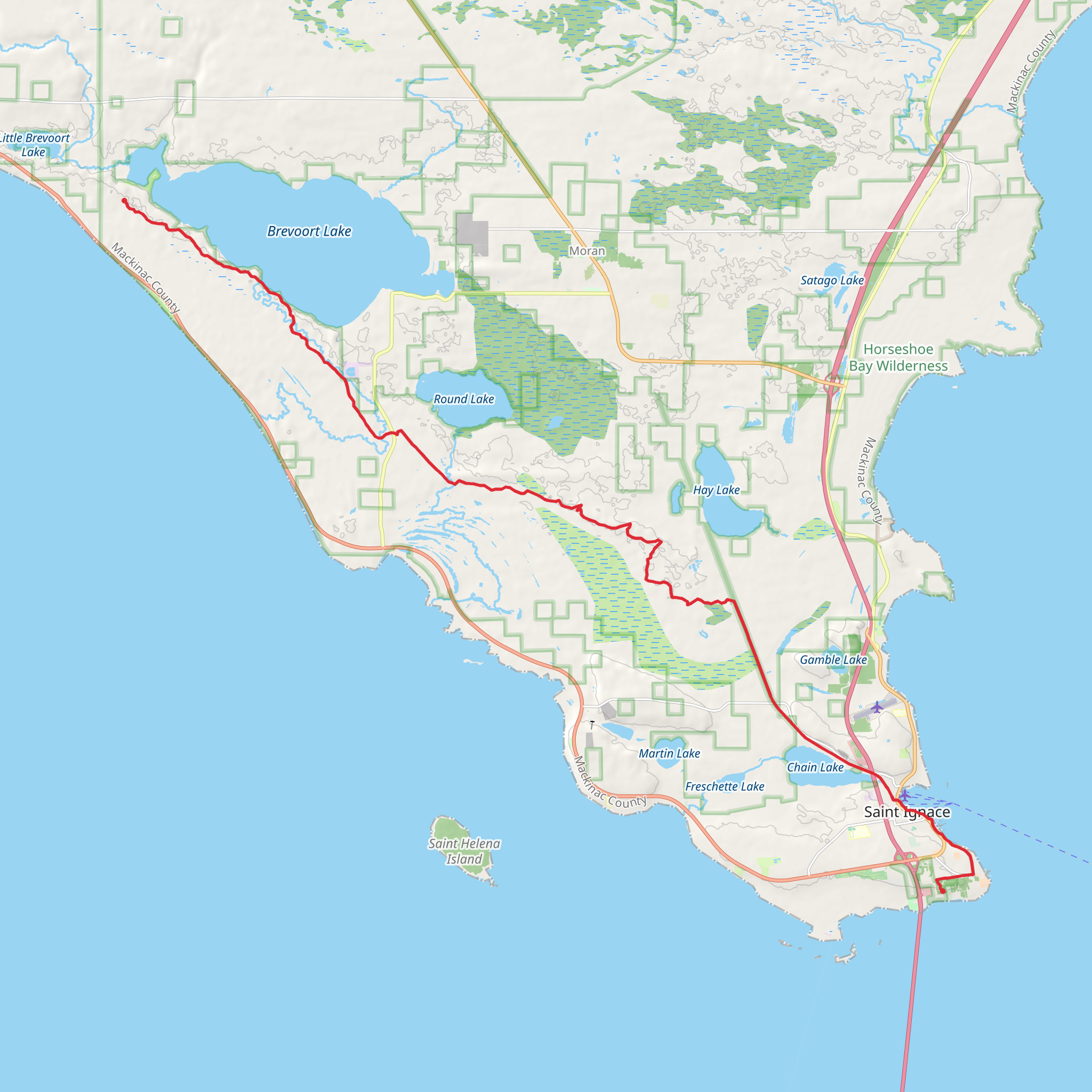 North Country National Scenic Trail - Brevoort Lake mobile static map