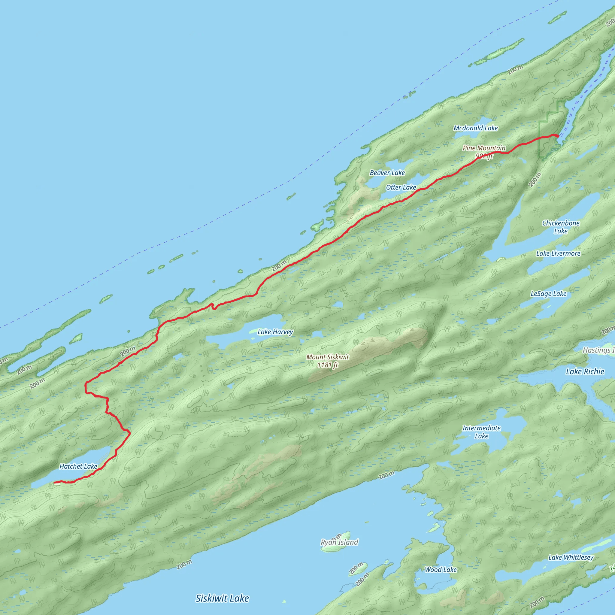 Hatchet Lake Trail from McCargoe Cove Campground mobile static map