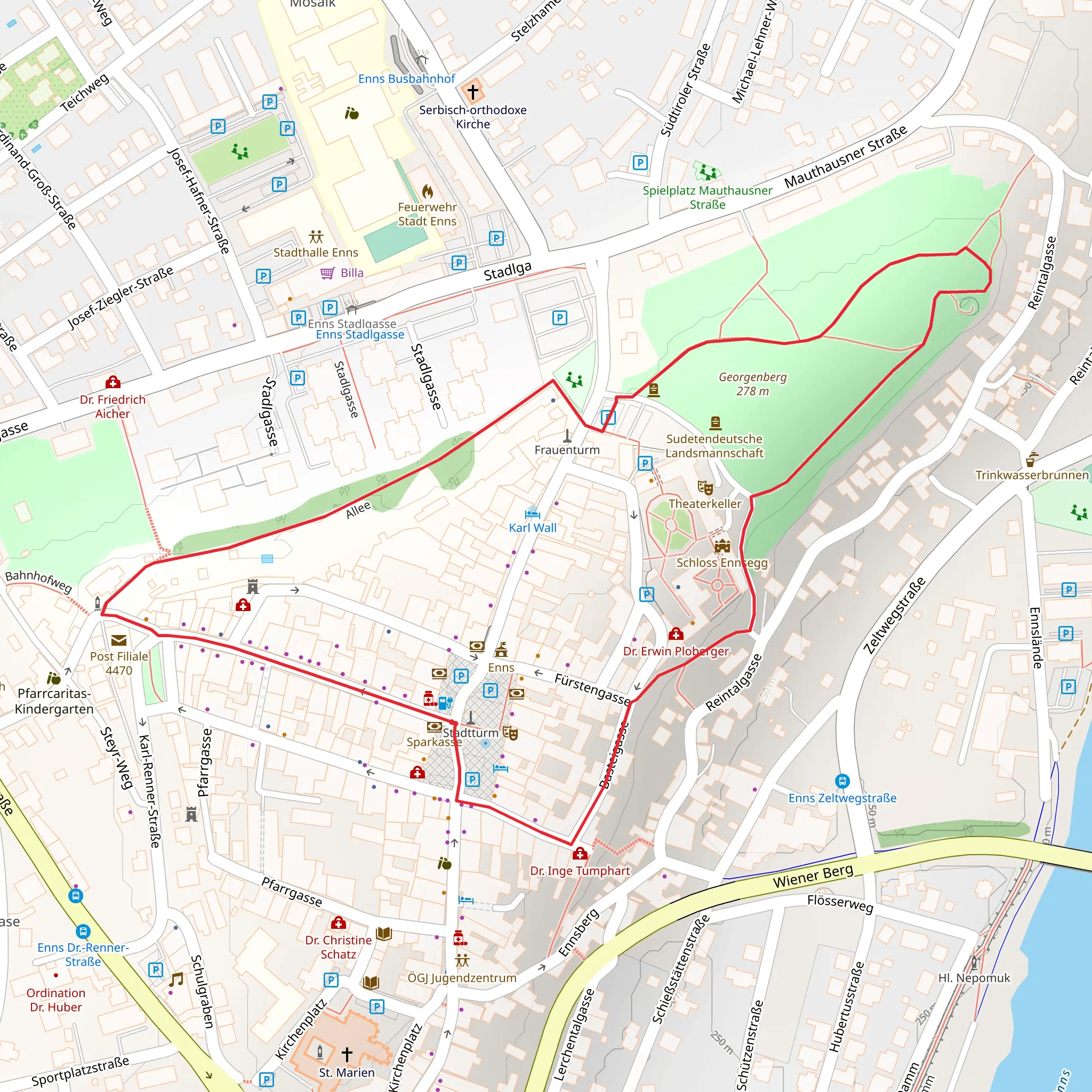 Enns Cittàslow Loop Trail mobile static map