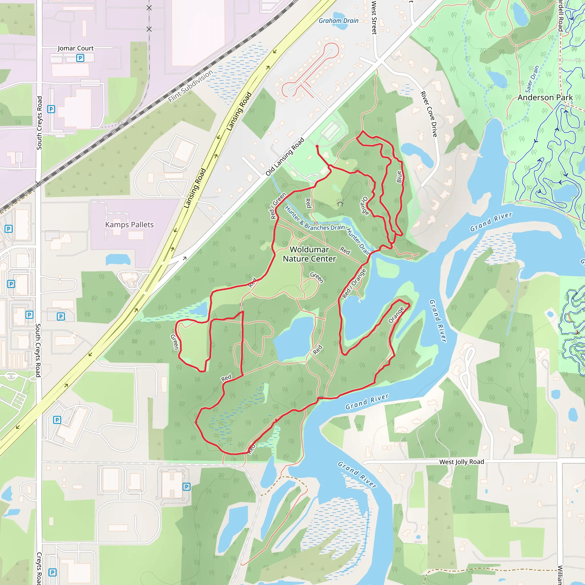 Woldumar Nature Center Loop mobile static map
