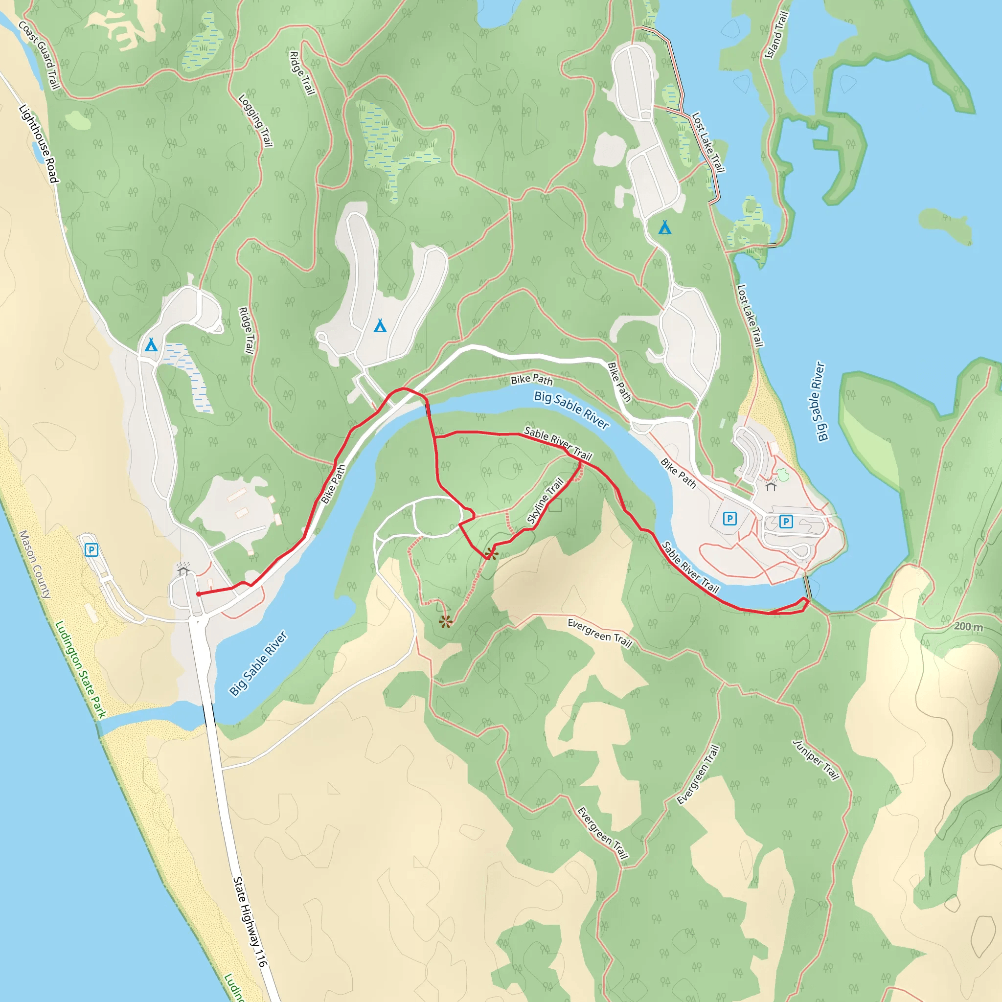 Hamlin Lake - Sable River Trail mobile static map