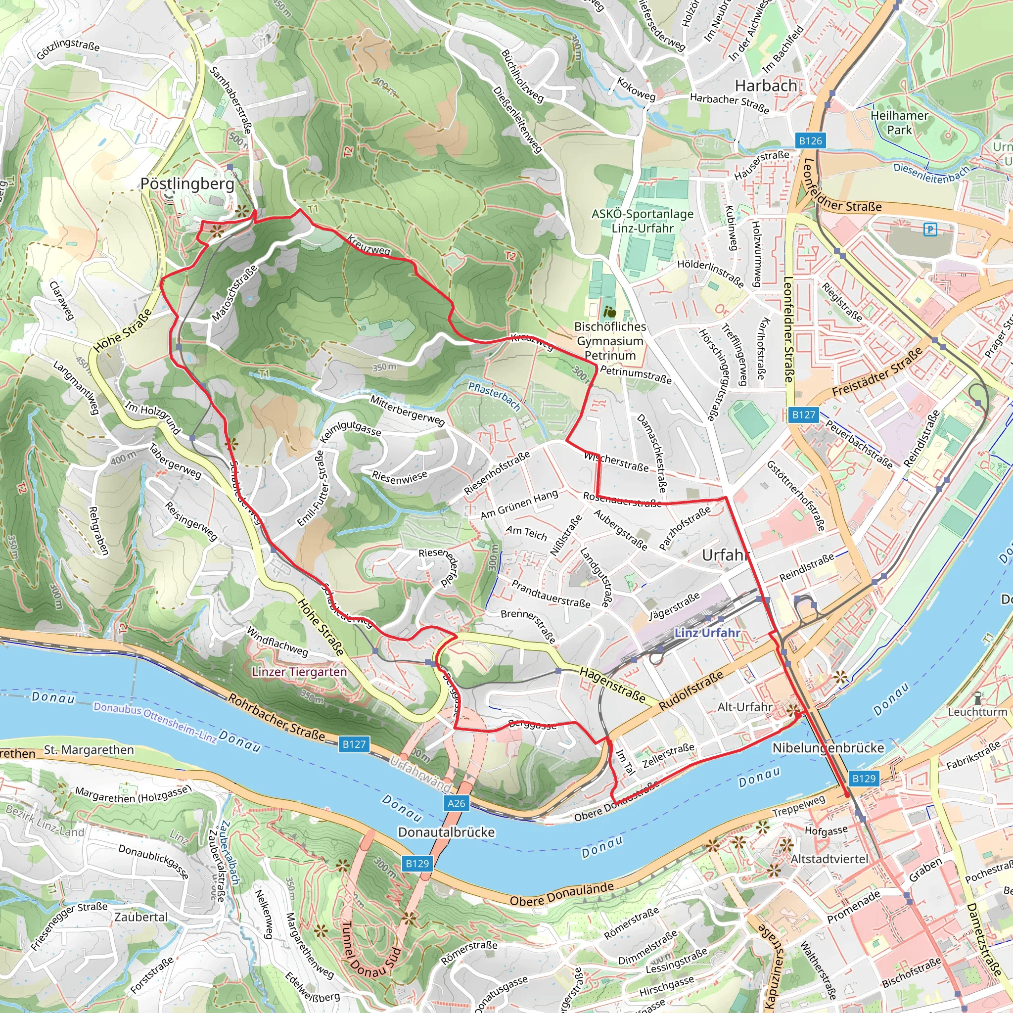 Linz - Pöstlingberg Town Hiking Trail mobile static map