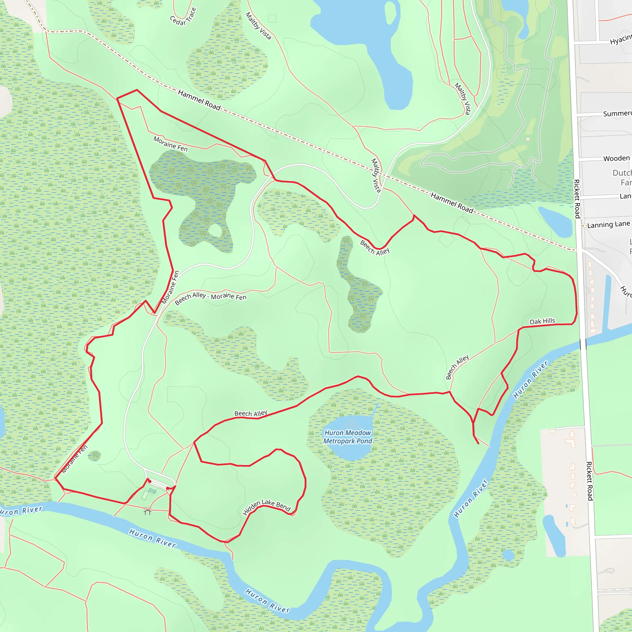 Huron Meadows Metropark Loop mobile static map