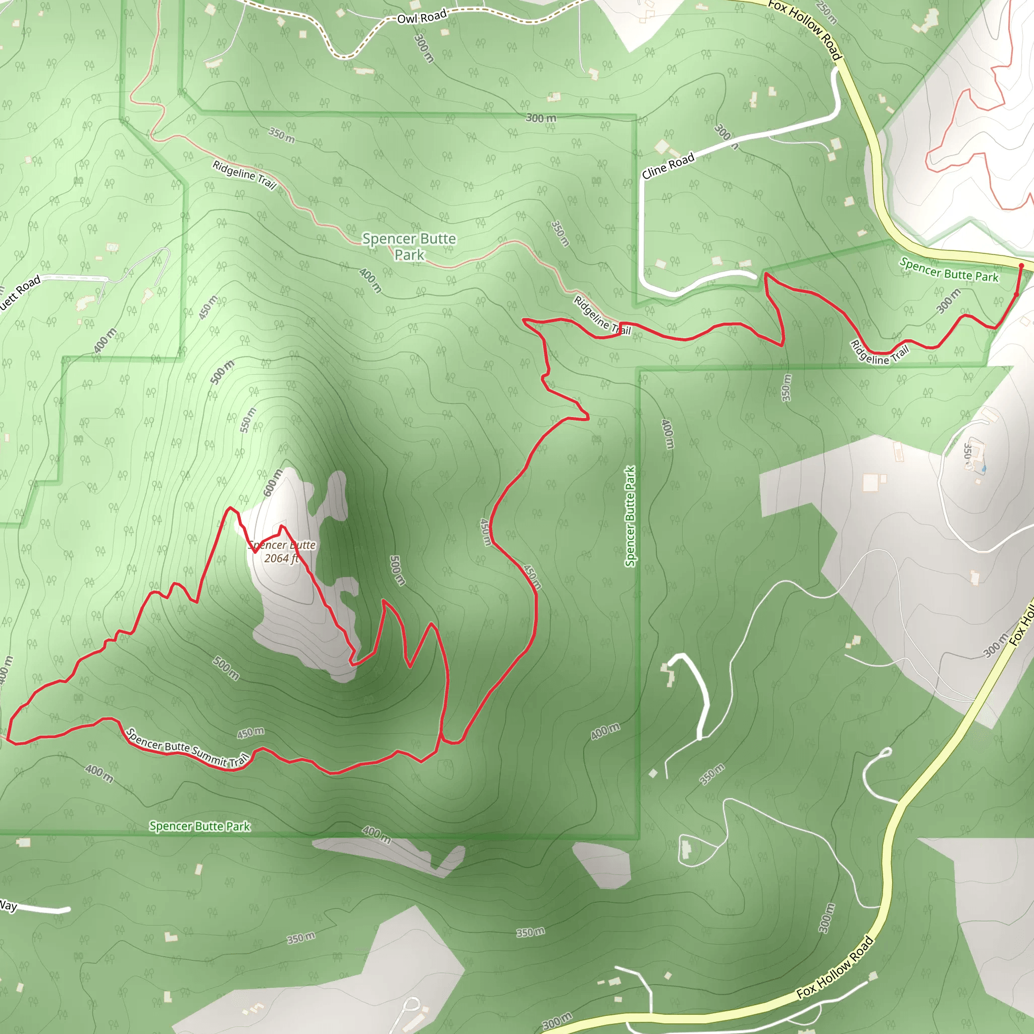 Spencer Butte Loop via Ridgeline Trail mobile static map