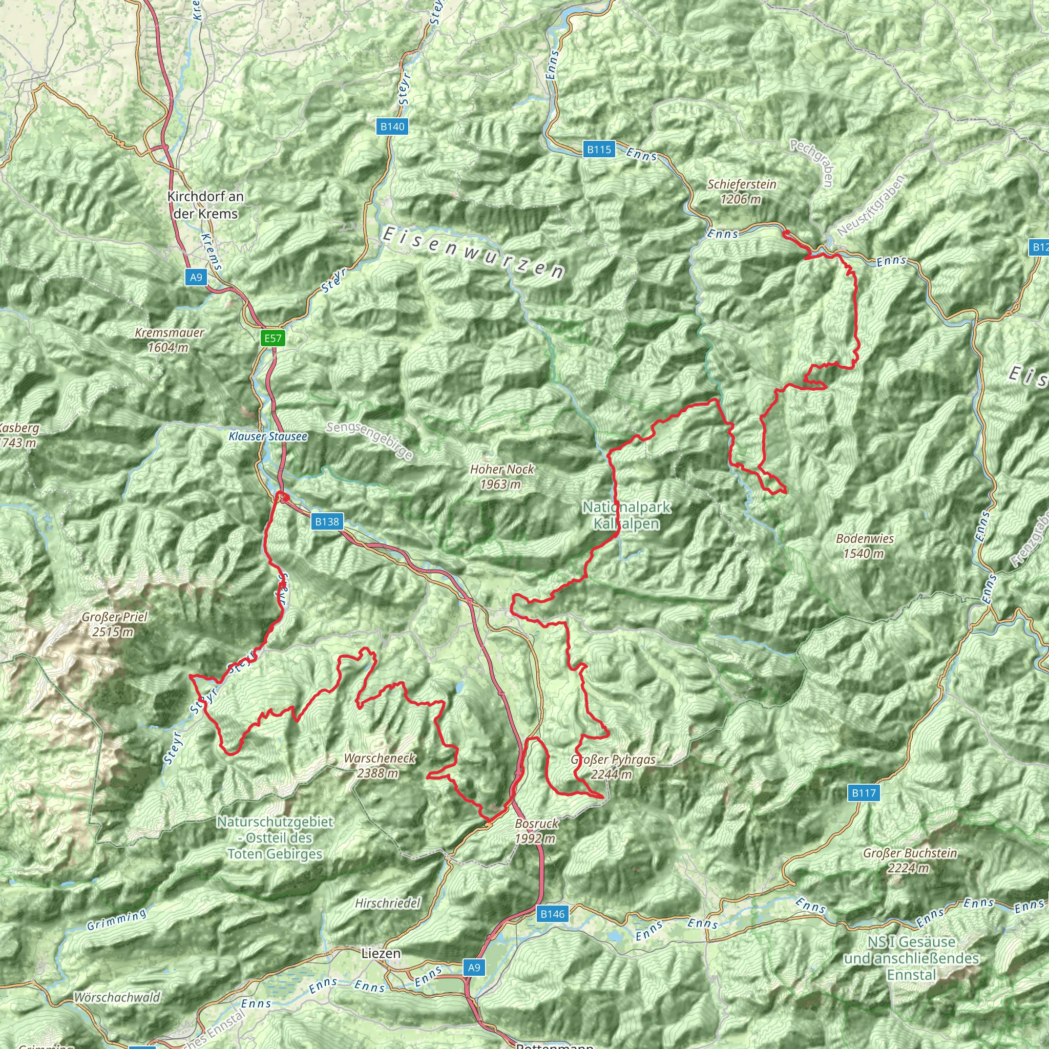 Kalkalpen Trail mobile static map