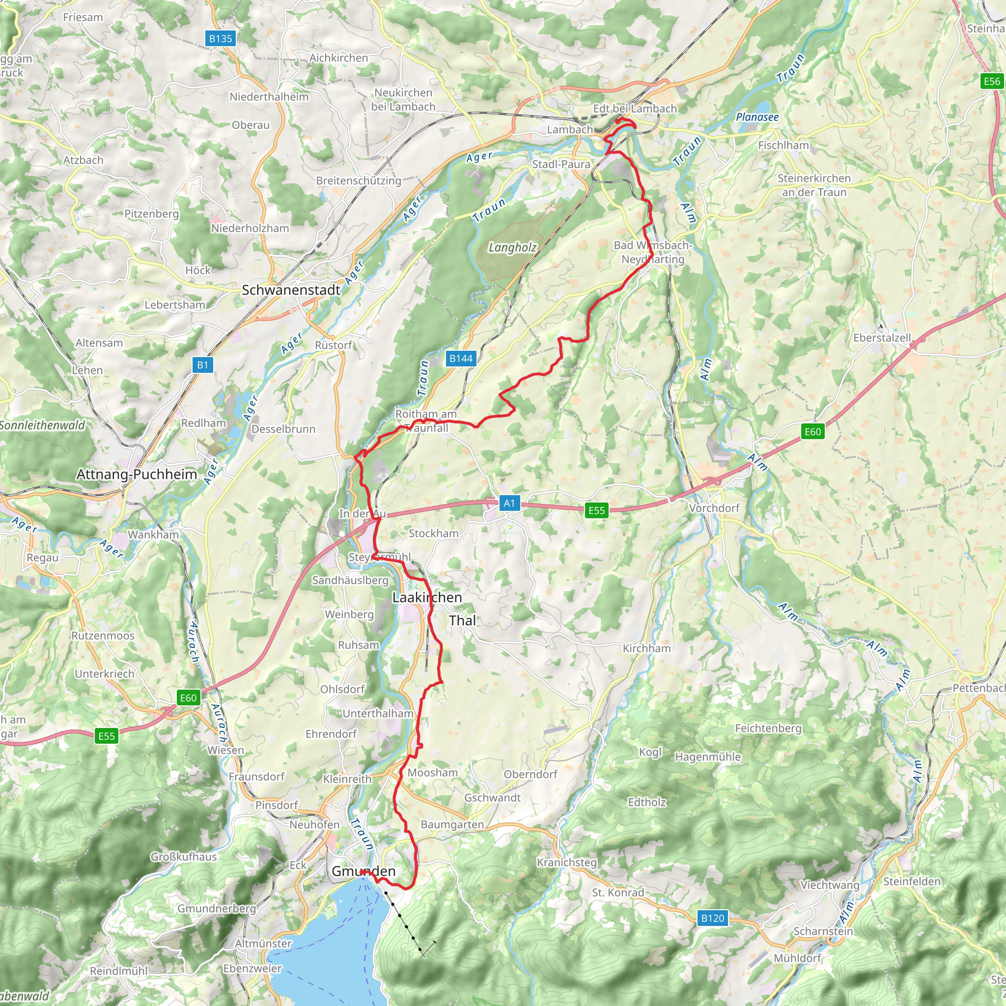 Lambach - Laakirchen - Gmunden mobile static map