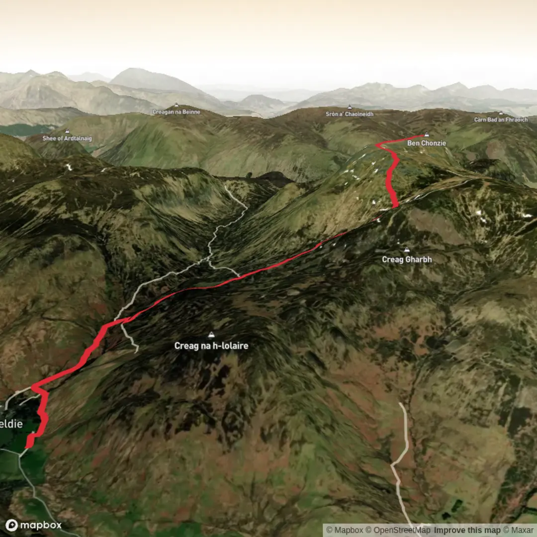 An image depicting the trail Ben Chonzie and its surrounding area.