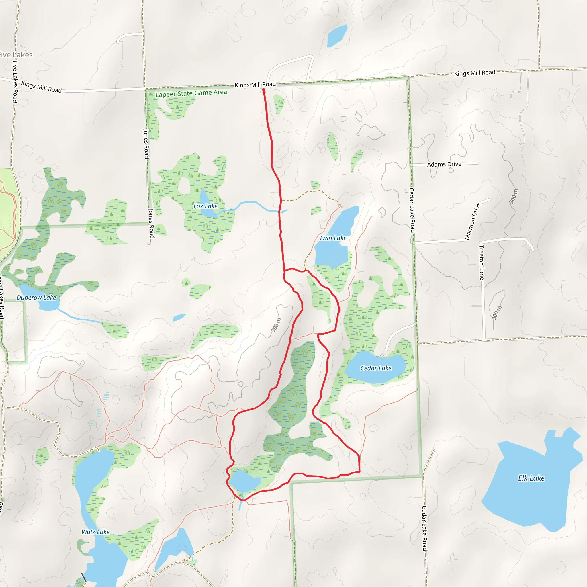 Cedar Lake Westside Loop mobile static map