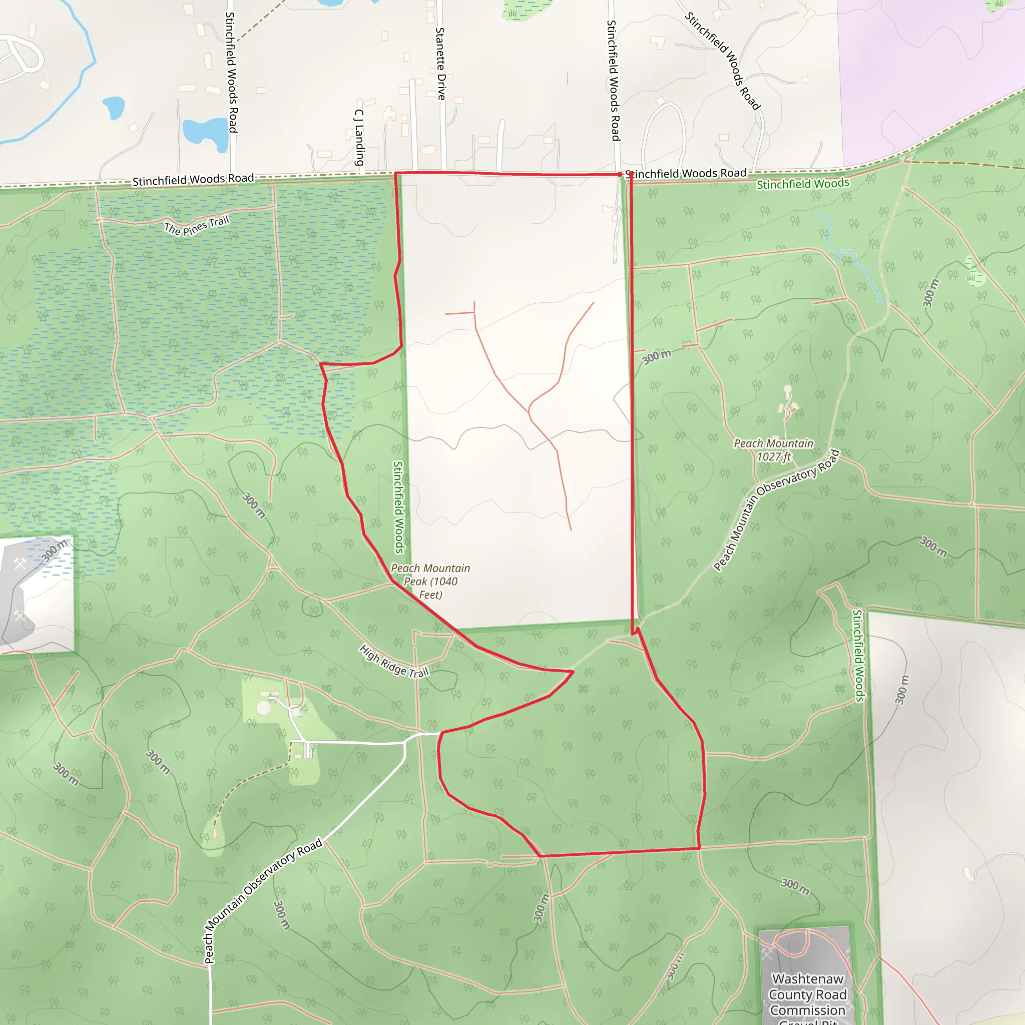 Stinchfield Woods Road Loop - South mobile static map