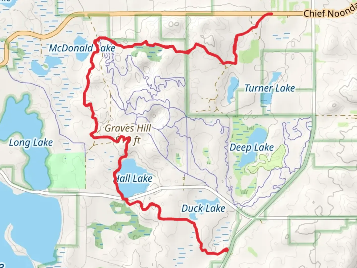 An image depicting the trail Duck Lake, Hall Lake via NCT and its surrounding area.