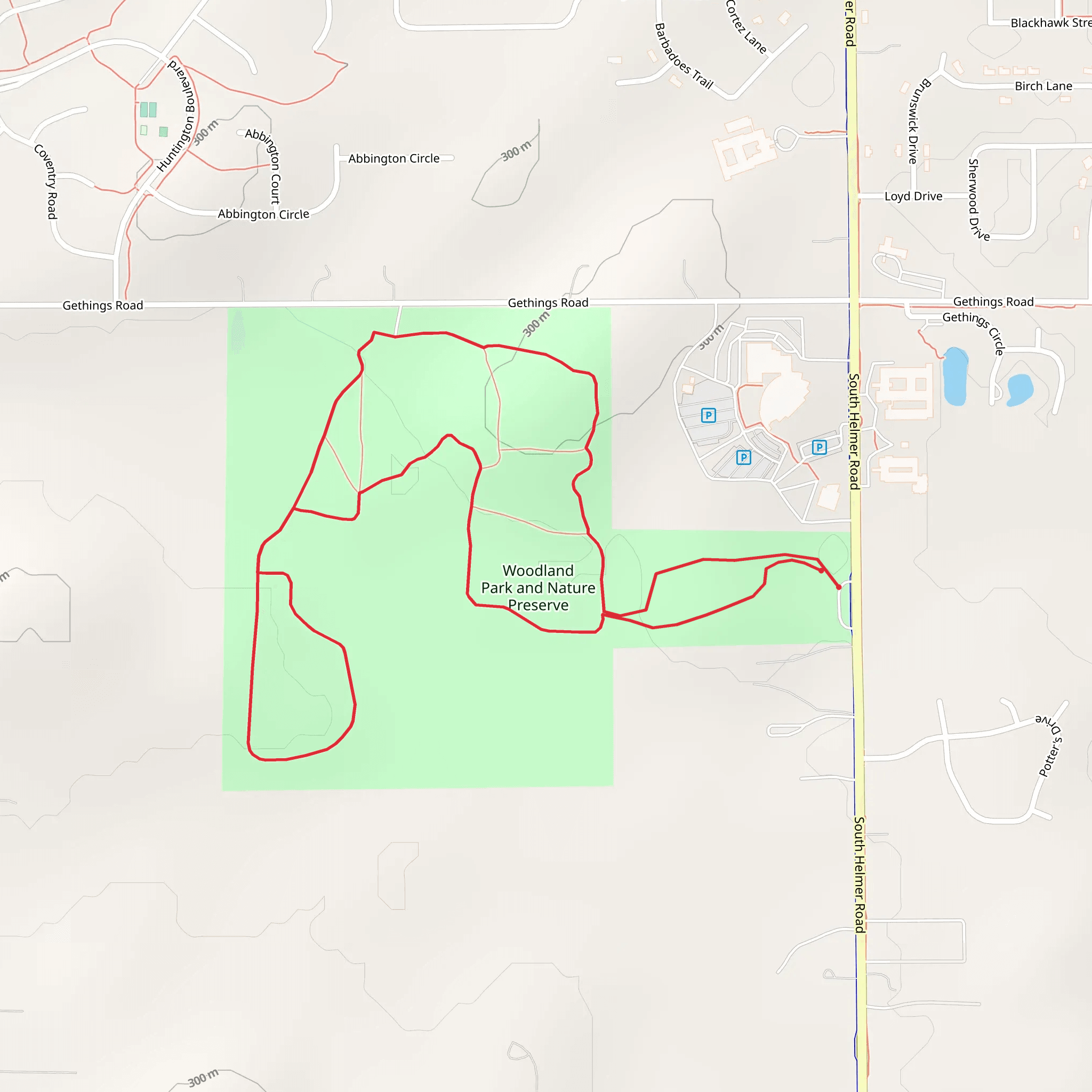 Woodland Park and Nature Preserve Loop mobile static map