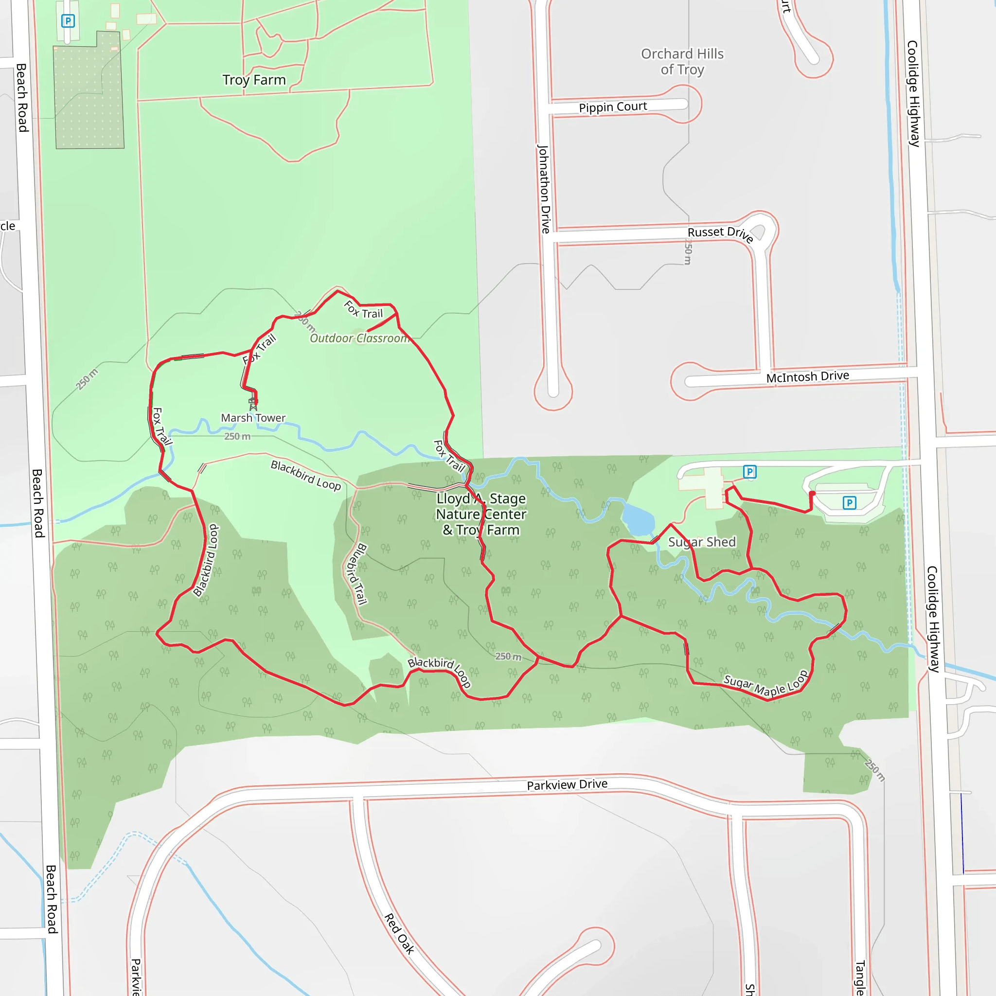Blackbird and Sugar Maple Loop mobile static map