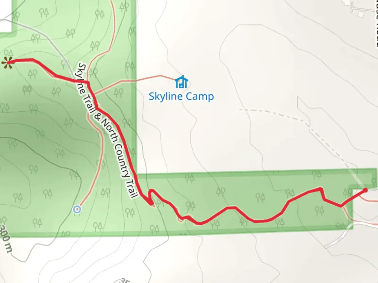 An image depicting the trail Skyline Trail and North Country Trail - Krause Road and its surrounding area.