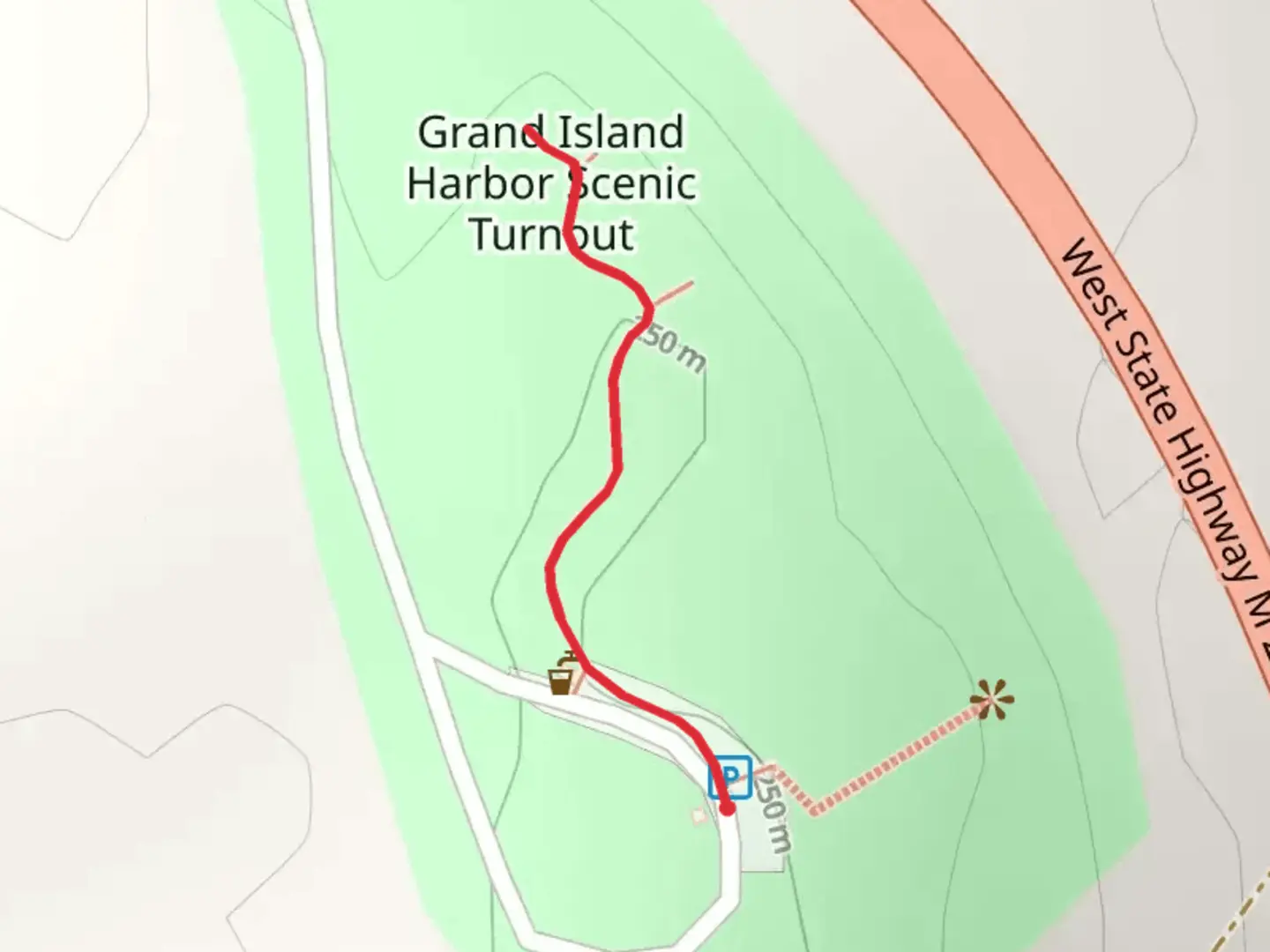 An image depicting the trail Grand Island Harbor Scenic Turnout and its surrounding area.