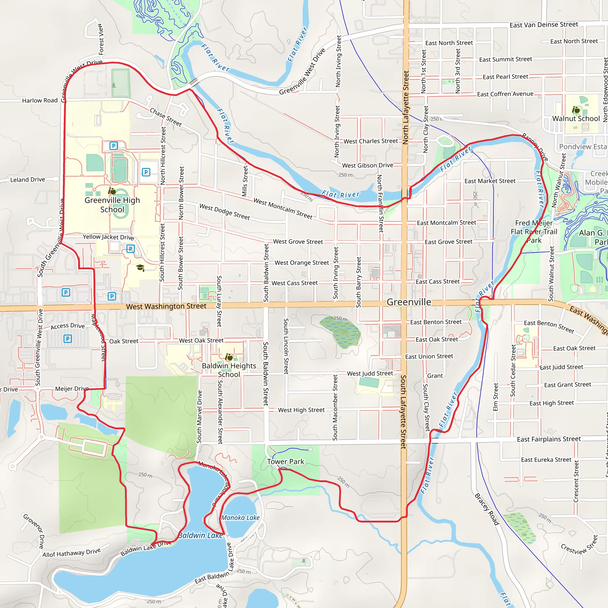 Manoka Lake, Baldwin Lake - Fred Meijer Flat River Loop Trail mobile static map