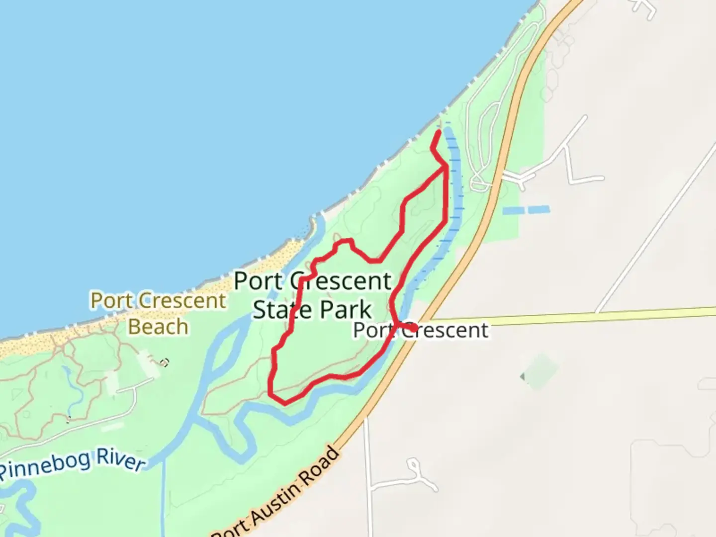 An image depicting the trail Port Austin Road Loop and its surrounding area.