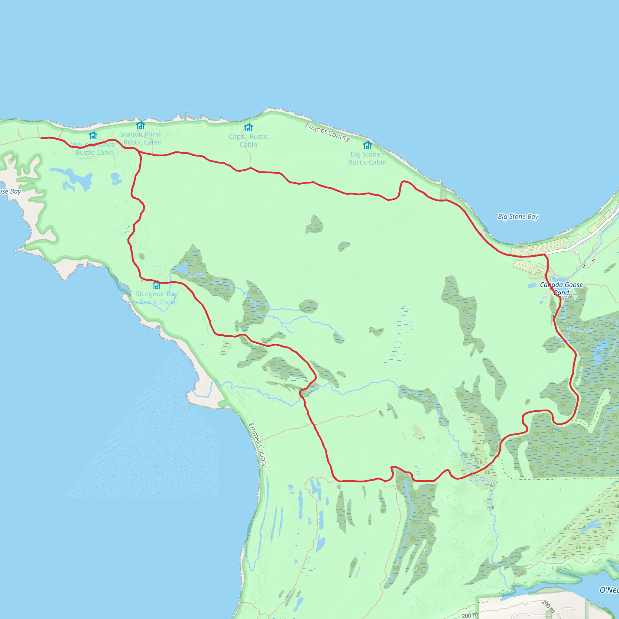 Swamp Line Road and Sturgeon Bay Trail Loop mobile static map