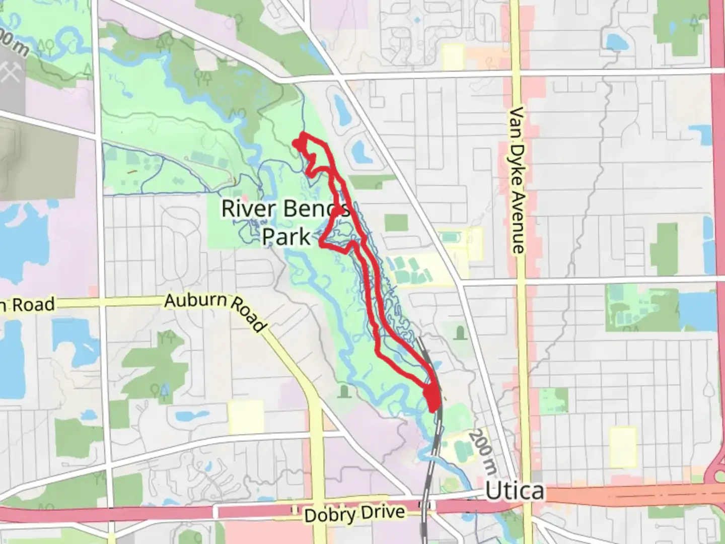 An image depicting the trail Green and Blue Loop Trail - River Bends Park and its surrounding area.