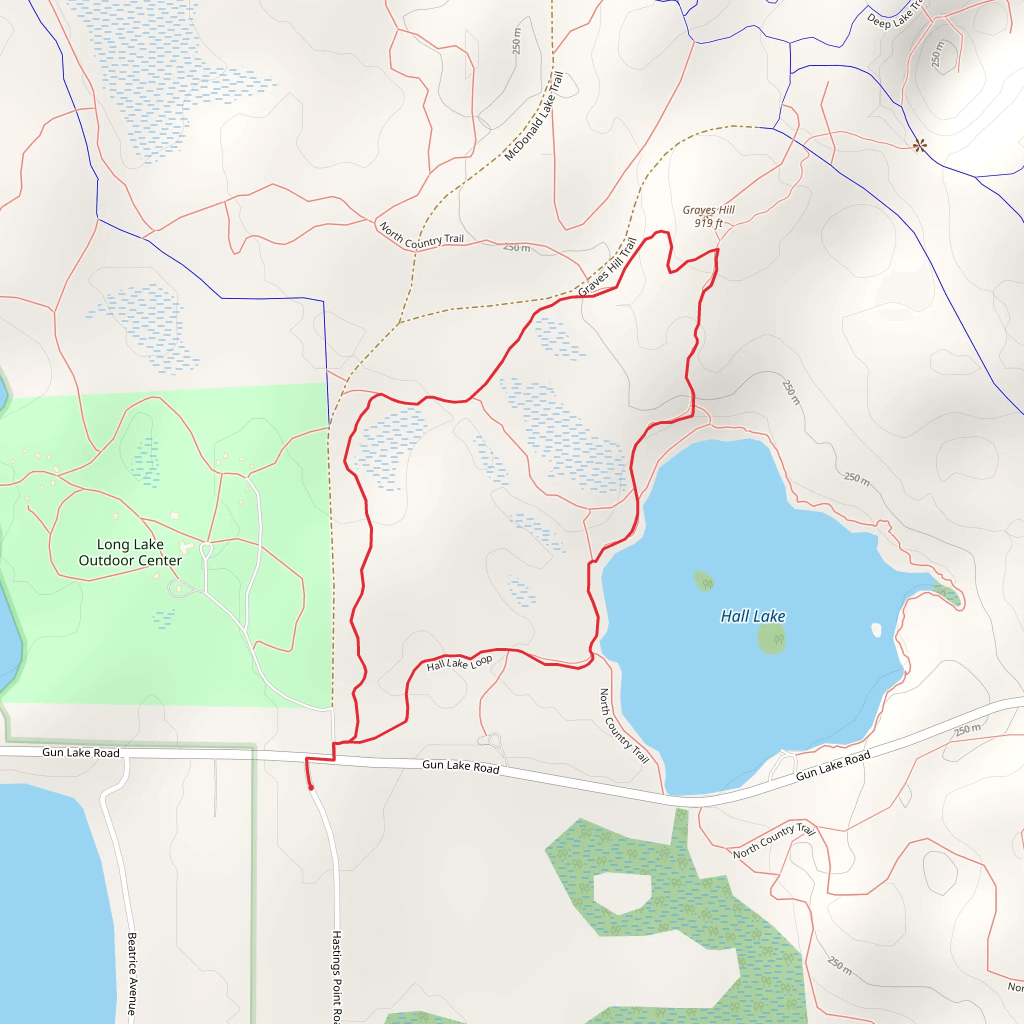 Yankee Springs Recreation Area - Hall Lake Loop mobile static map