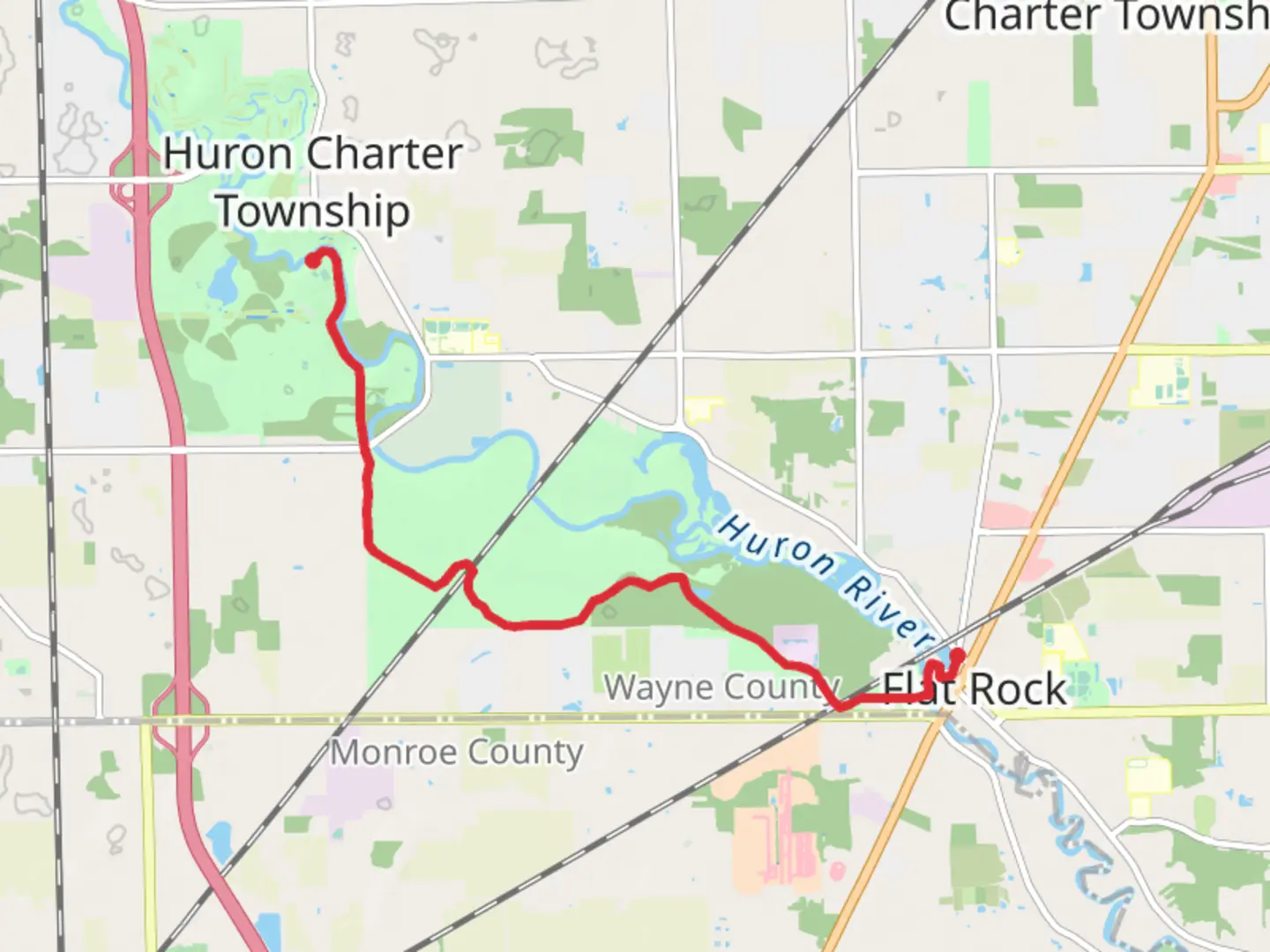An image depicting the trail Lake Erie Metropark Connector and Willow Hike Trail and its surrounding area.