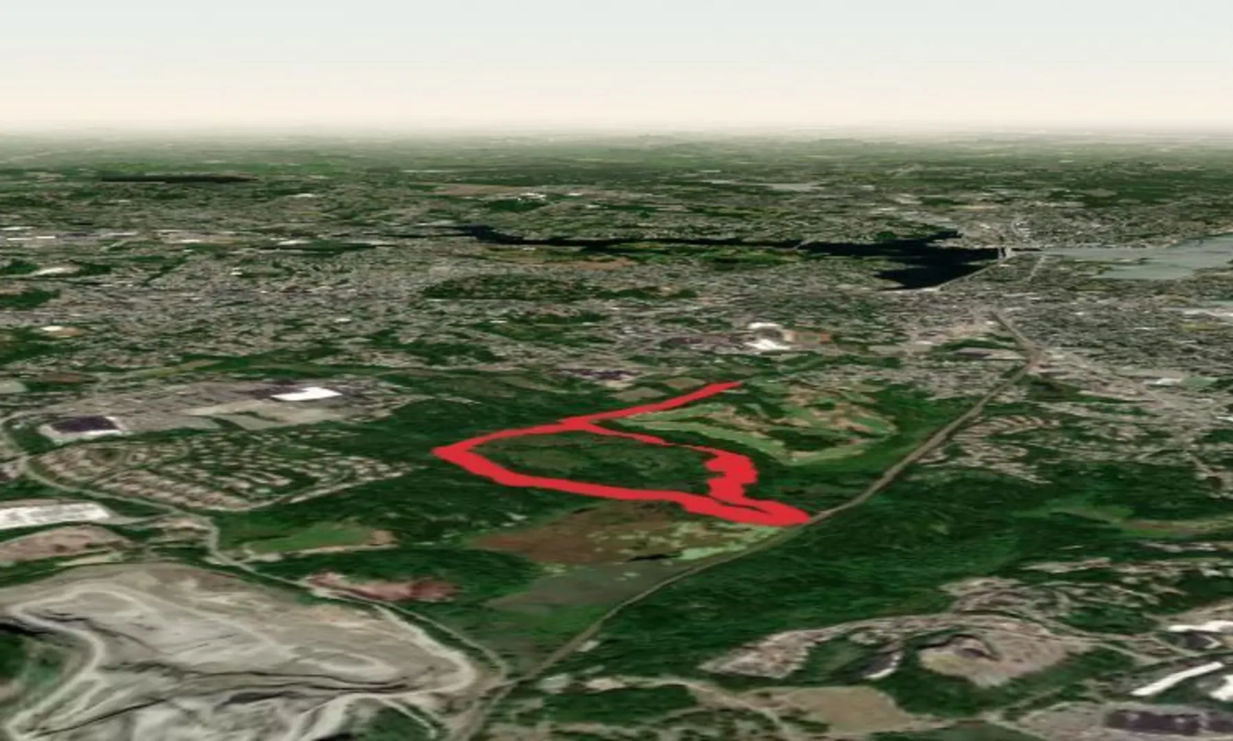 An image depicting the trail Salem Woods Loop and its surrounding area.