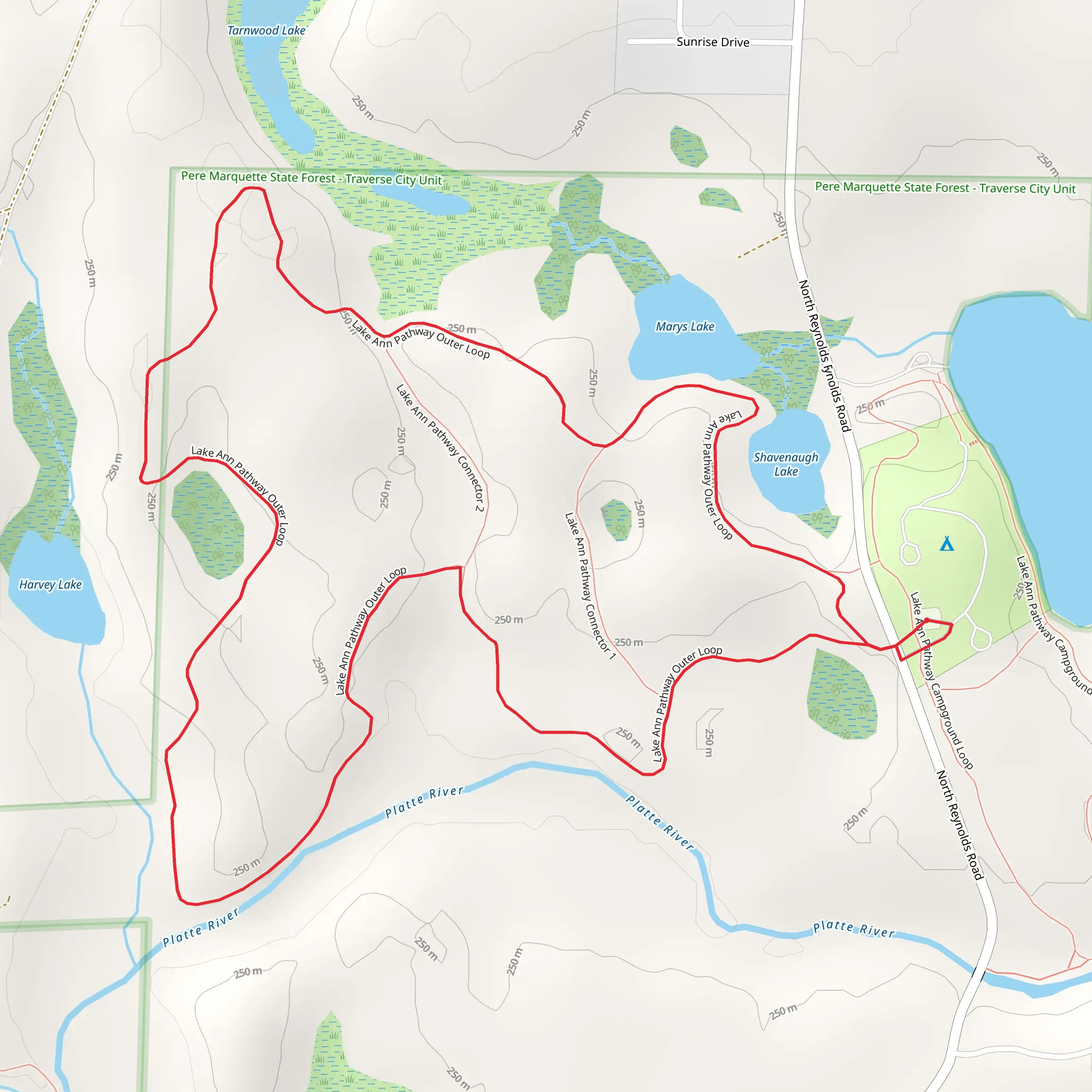 Lake Ann Pathway Outer Loop mobile static map