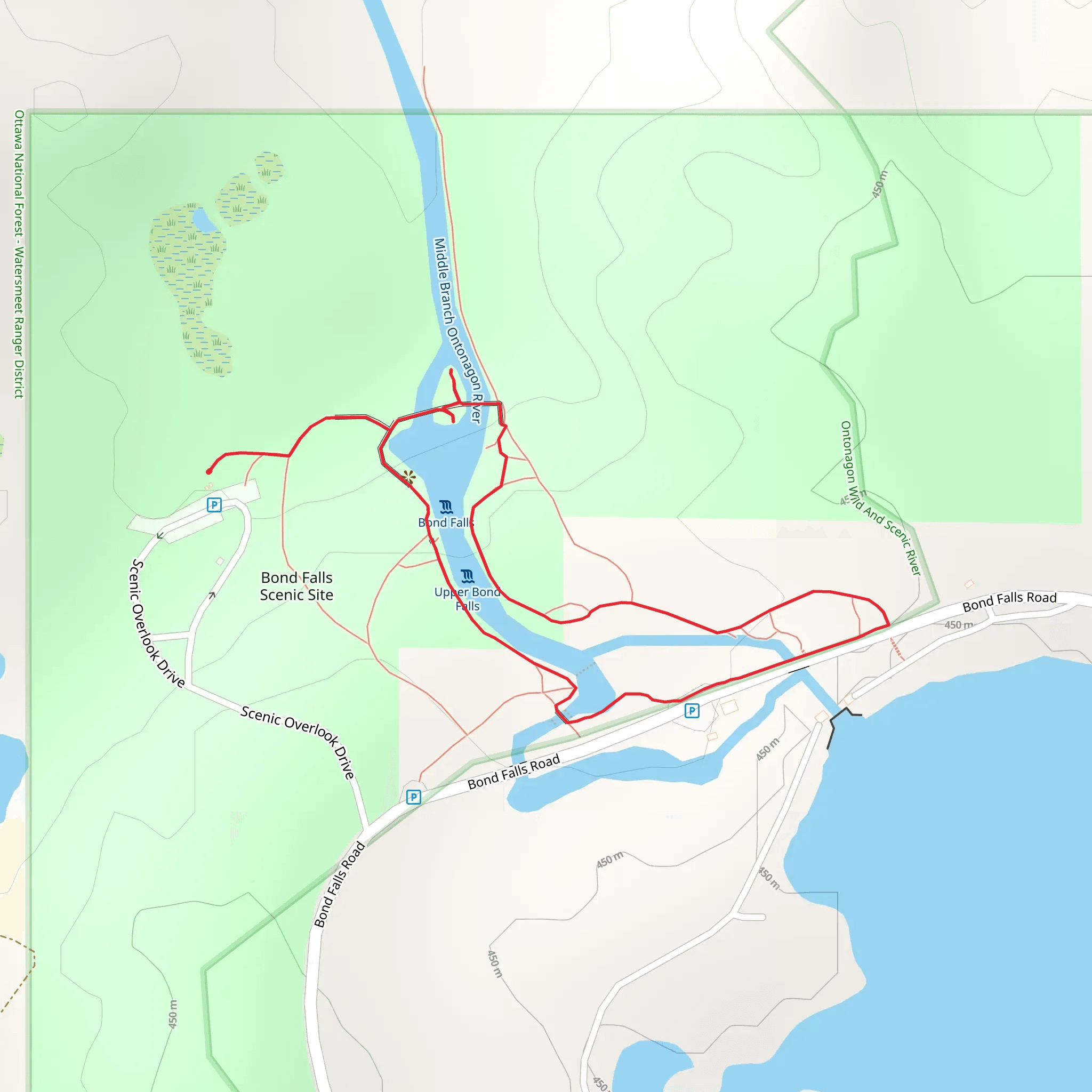 Bond Falls Scenic Site Loop mobile static map