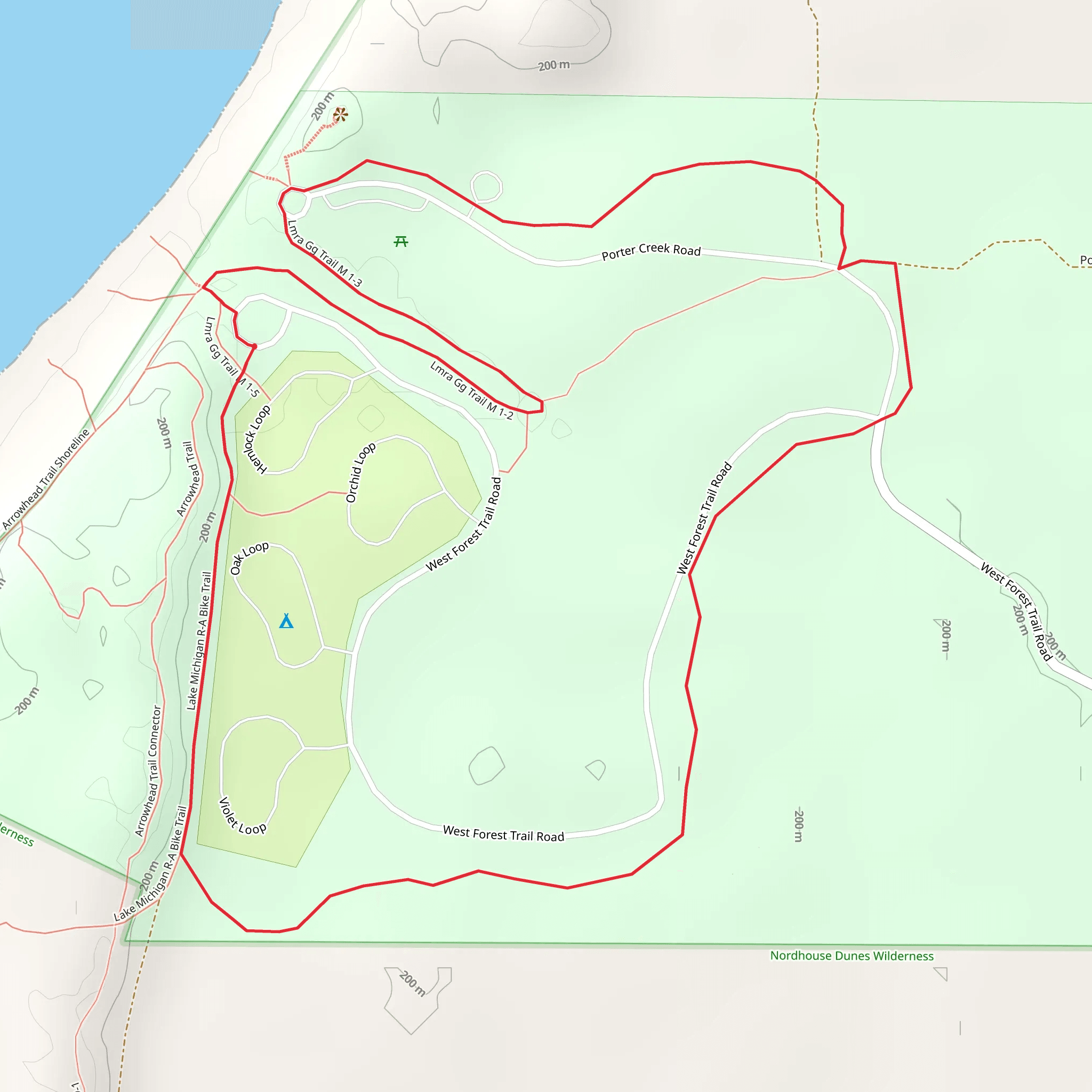 Lake Michigan Recreation Area Loop mobile static map