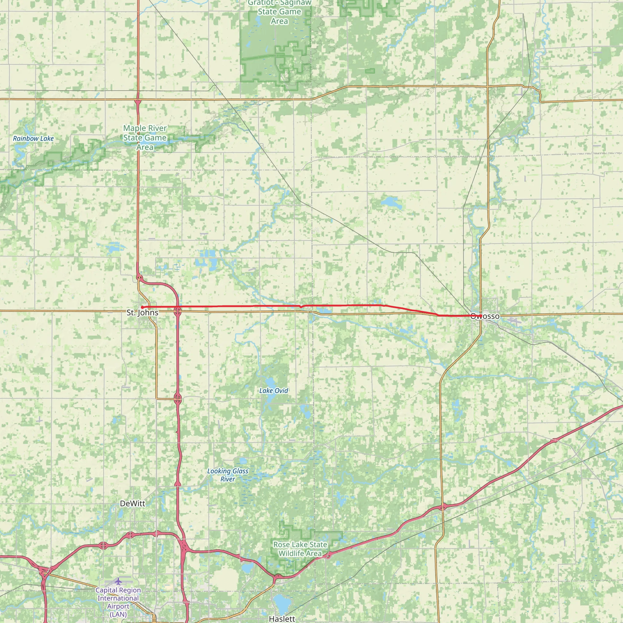 Fred Meijer Clinton-Ionia-Shiawassee Rail Trail mobile static map