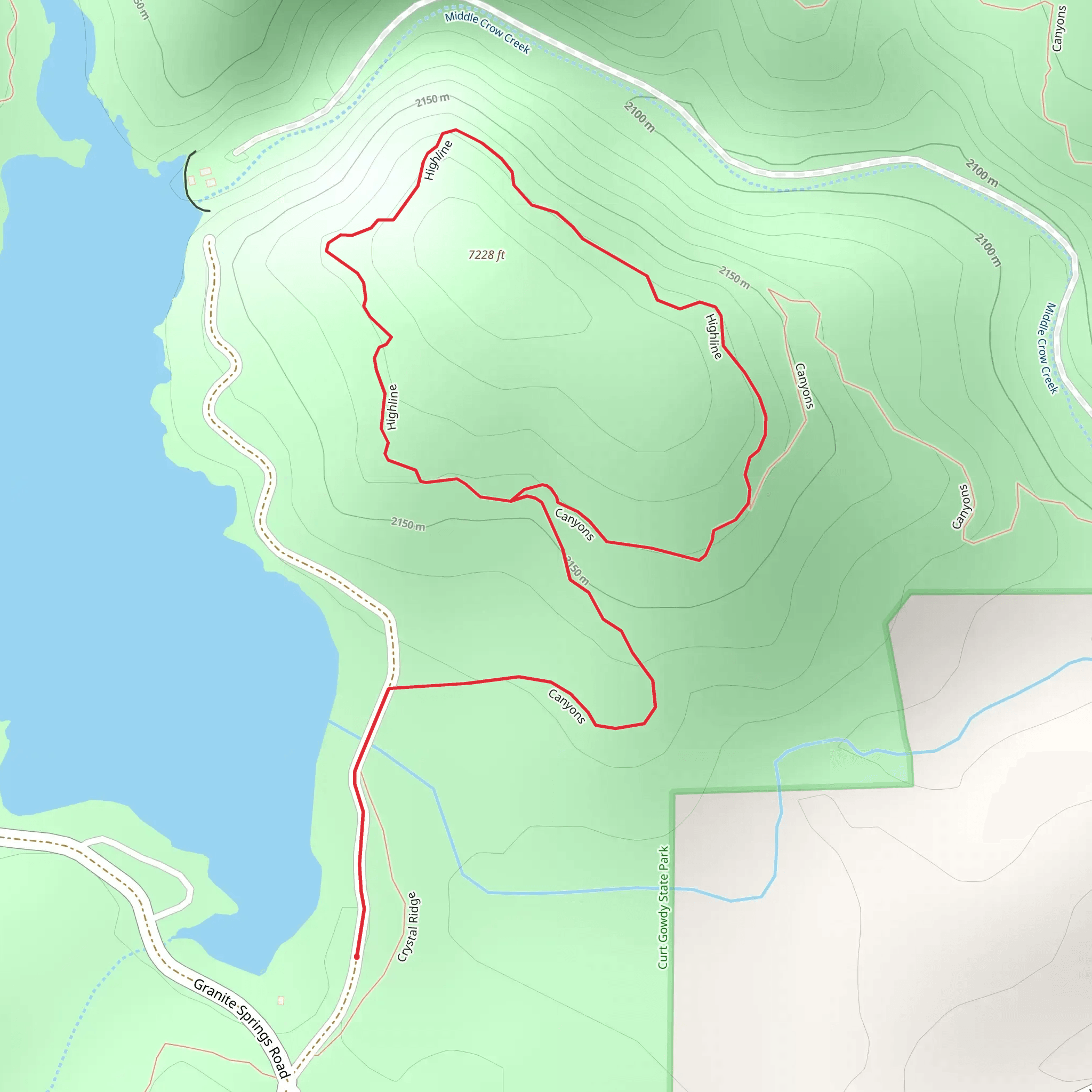 Highline and Canyons Loop mobile static map