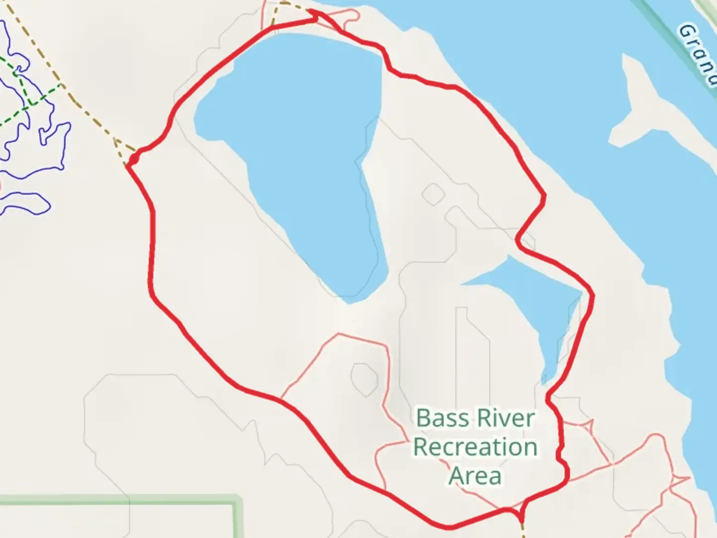 An image depicting the trail Bass River Recreation and Buddy Pond Loop and its surrounding area.