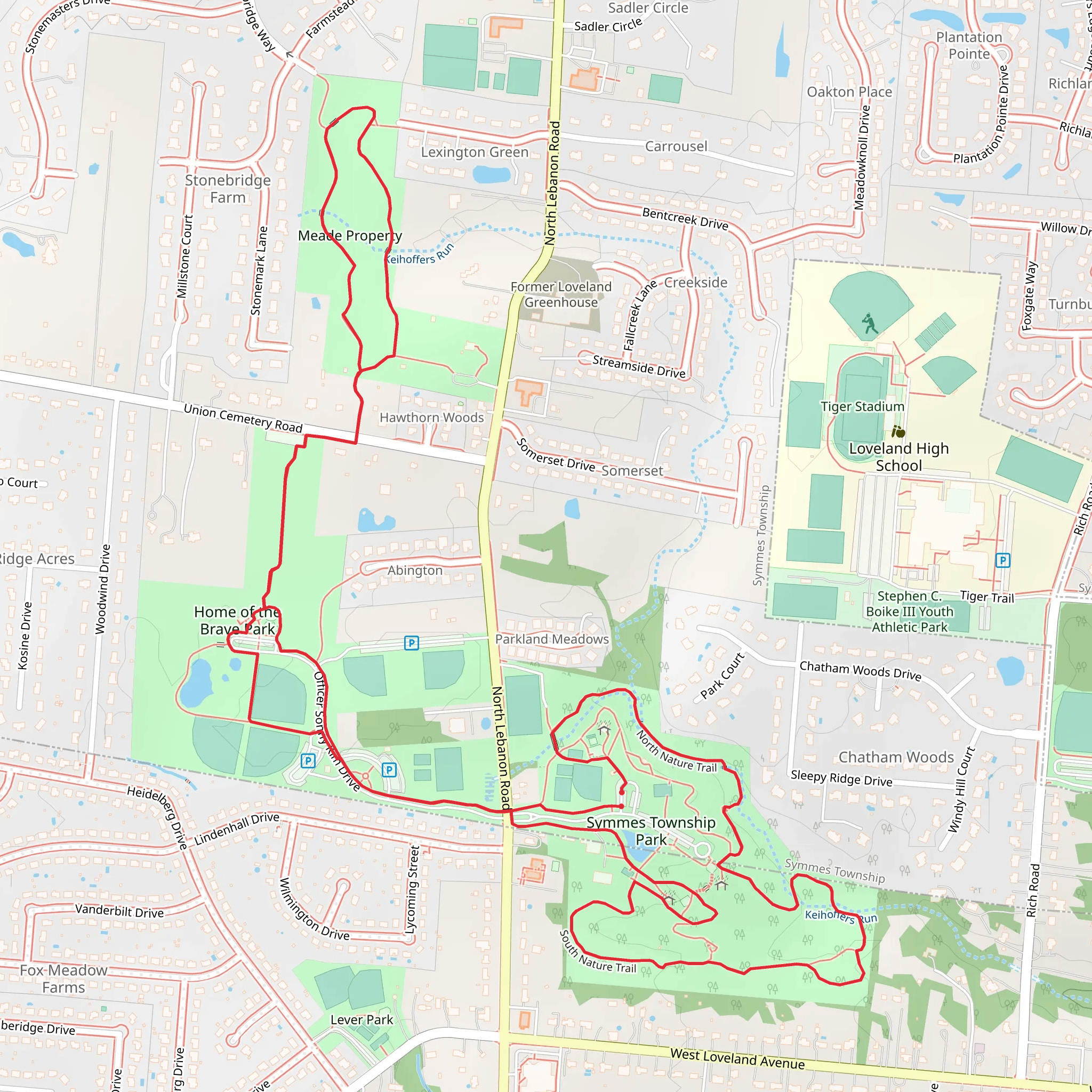 Symmes Township Park and Meade Property Loop mobile static map