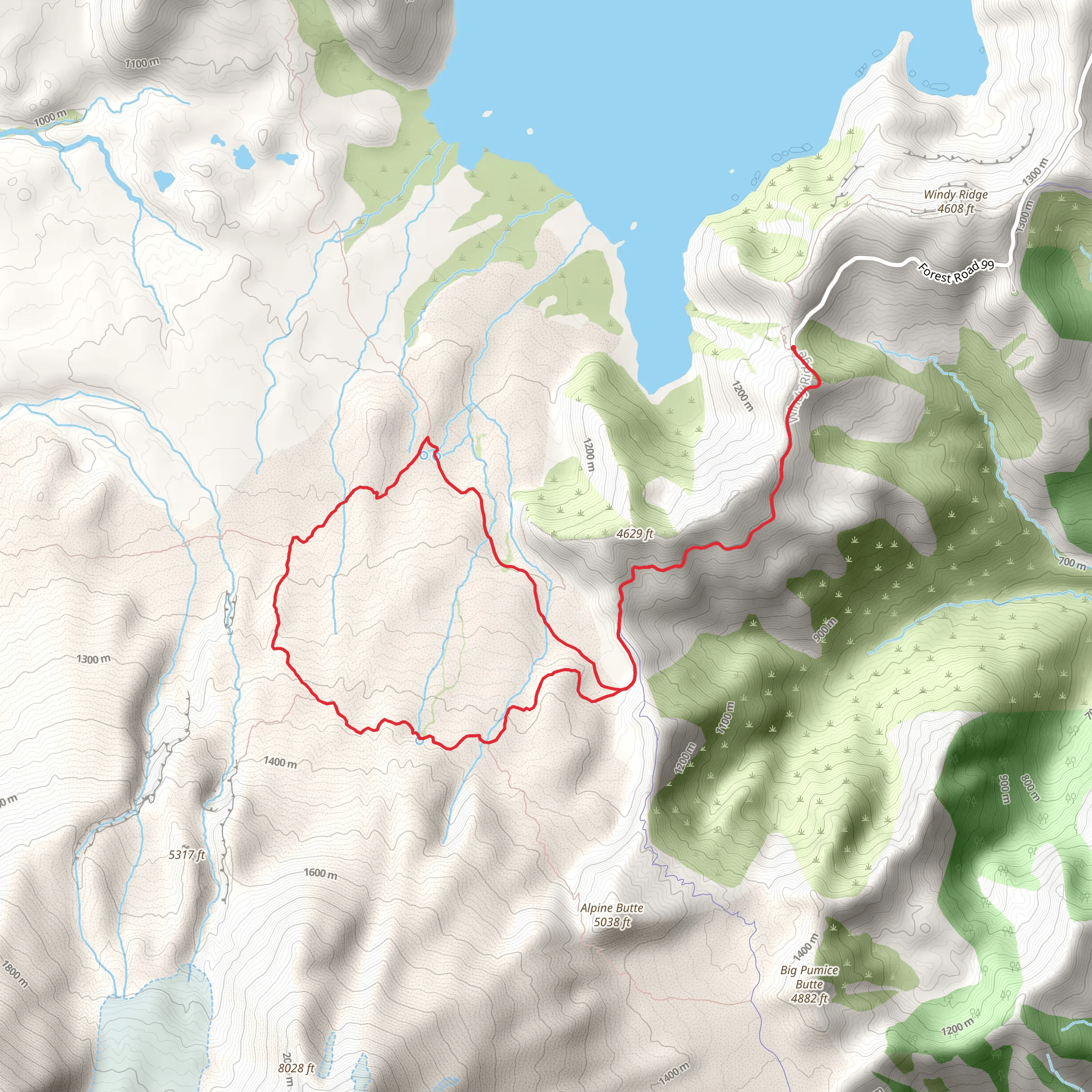 Truman, Windy and Loowit Loop Trail mobile static map