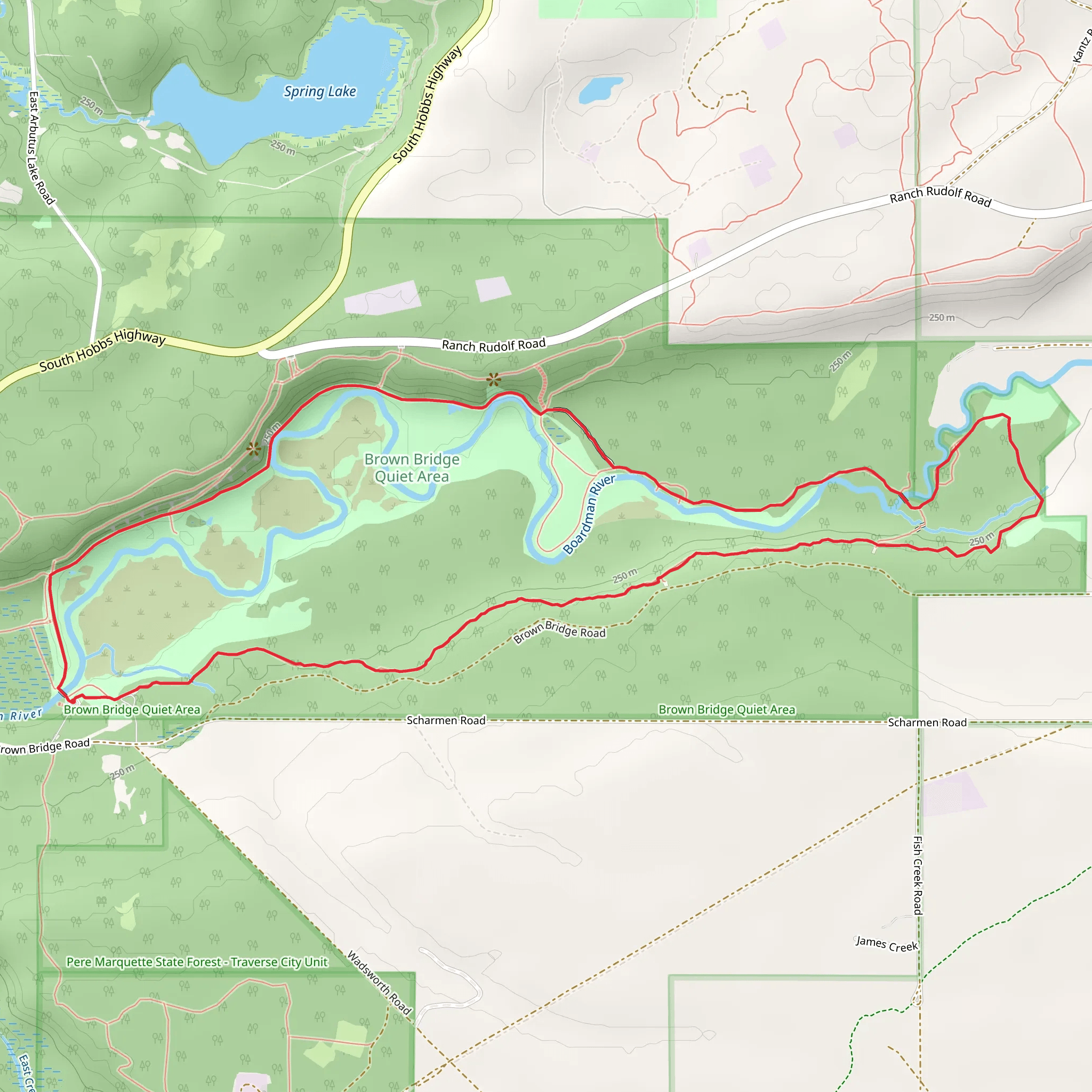 Loop along Boardman River - Brown Bridge Road mobile static map